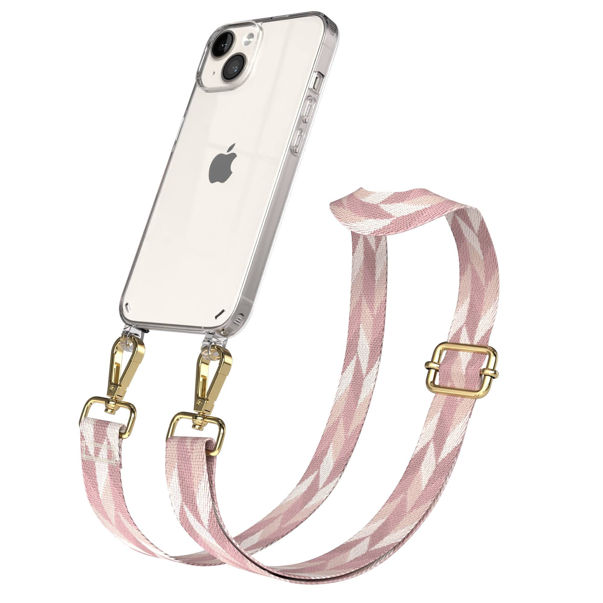 EAZY CASE Handykette Umhängeband für Apple iPhone 14 6,1 Zoll, Hülle mit Handyband Rosa Mix Necklace Style