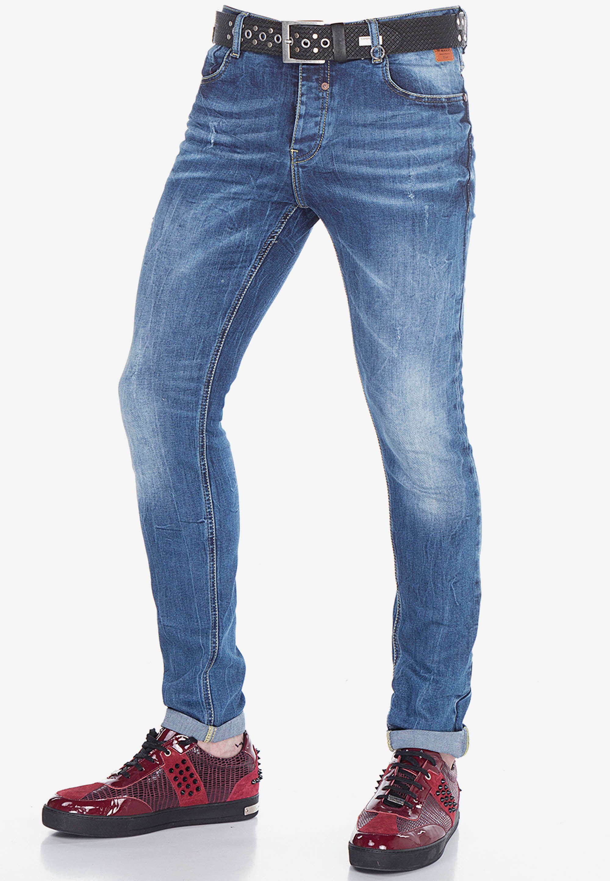 Cipo & im Bequeme Baxx Used-Look coolen Jeans