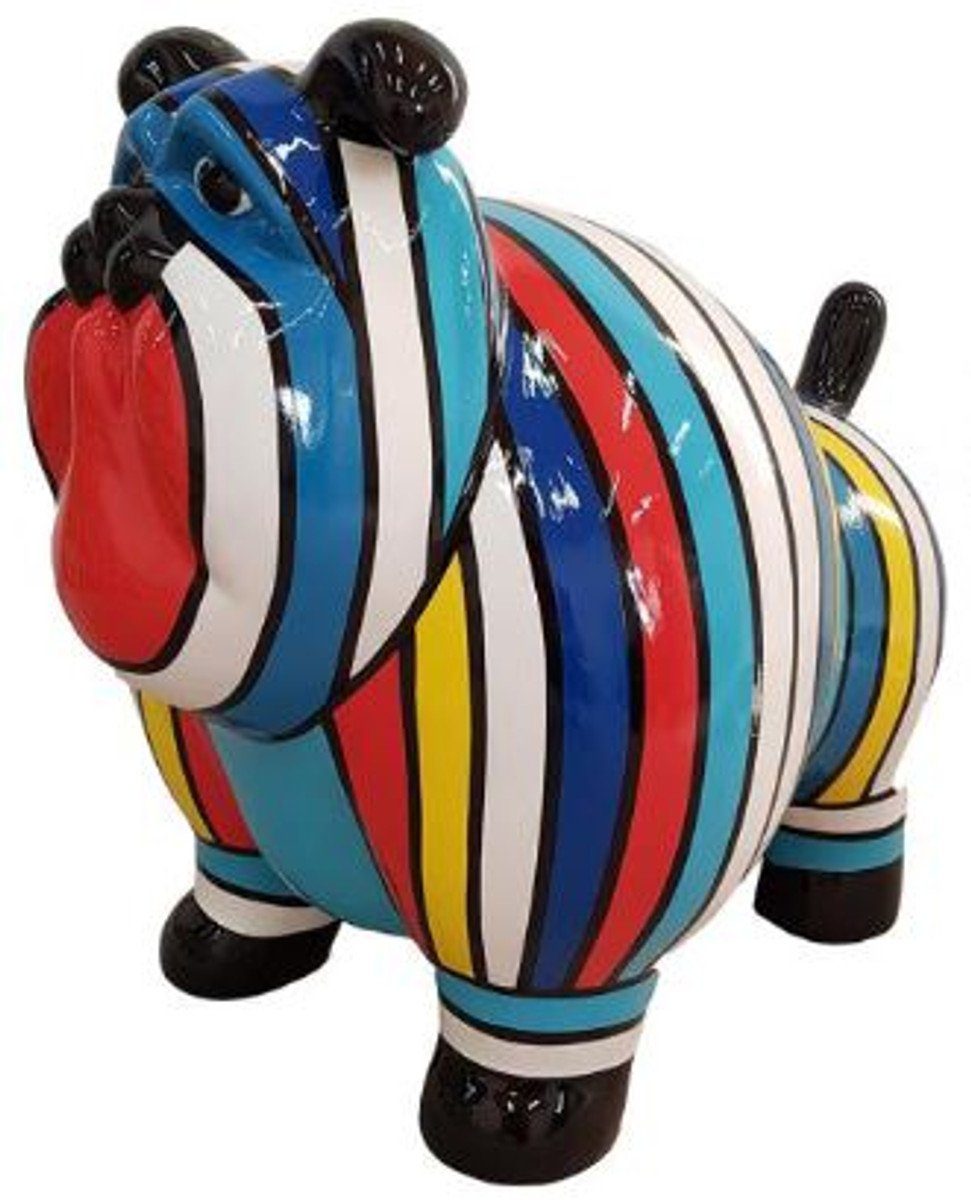 Skulptur Designer Dekofigur Alter Hund Mehrfarbig Gestreift 75 x H. 63 cm - Wetterbeständige Deko Skulptur - Wohnzimmer Deko - Garten Deko - Designer Deko Tierfigur