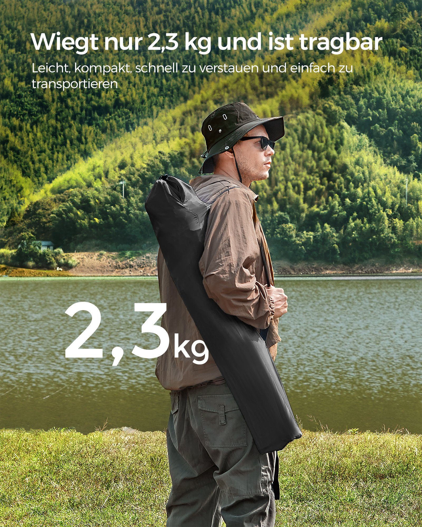 SONGMICS Campingstuhl, Klappstühle, 2er Set, bis 120 kg belastbar, Armlehnen, Getränkehalter