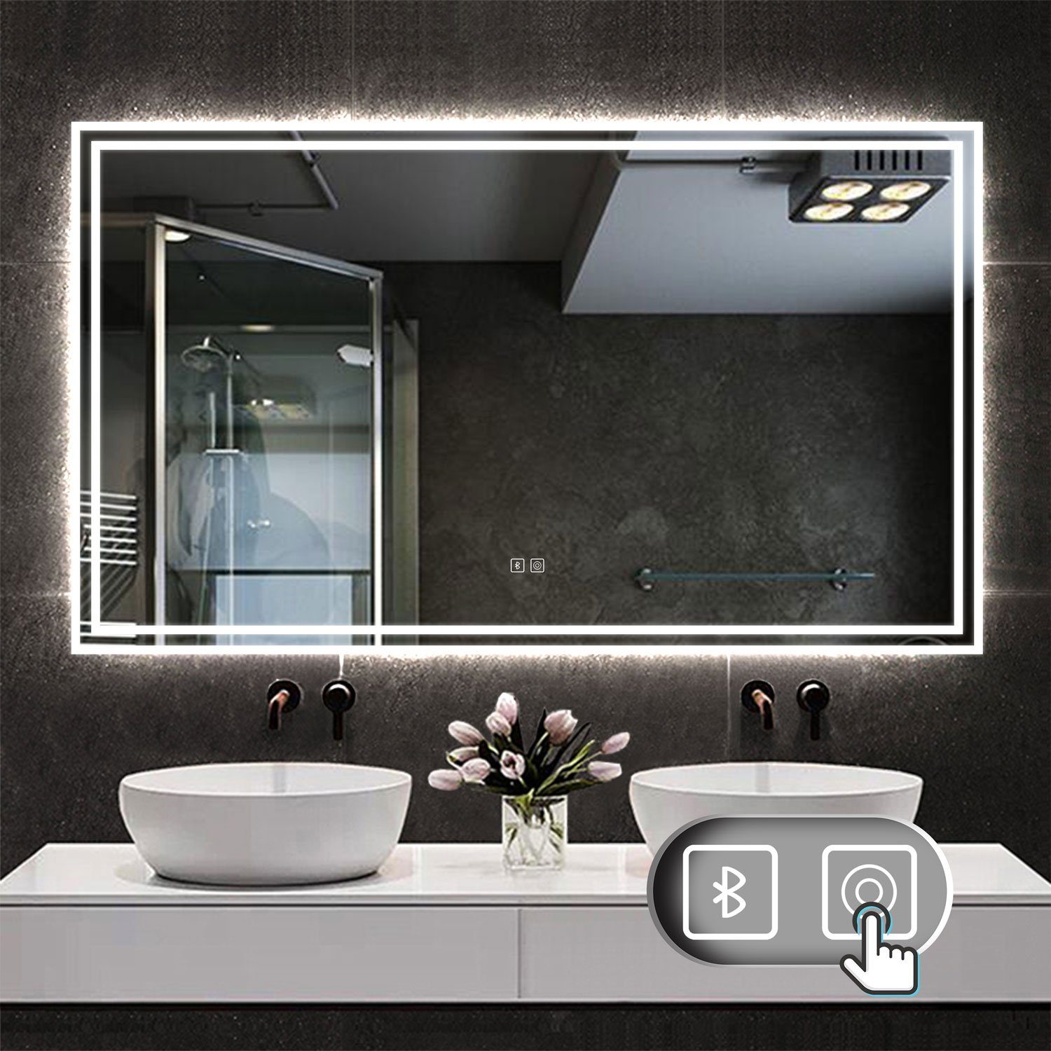 duschspa Badspiegel Wandspiegel Badezimmerspiegel mit LED günstig online kaufen