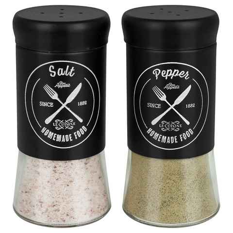 Koopman Salz- / Pfefferstreuer Gewürzstreuer Bistro Salt Pepper Salzstreuer Streuerset Gewürzglas, (Set 2 Stück), Gewürzspender Vintage Gewürz Aufbewahrung Behälter Streuer Glas