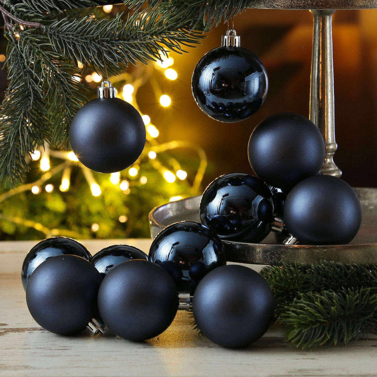 MARELIDA Weihnachtsbaumkugel Weihnachtskugeln bruchfest 6cm Christbaumkugeln dunkelblau 12 Stück (12 St)