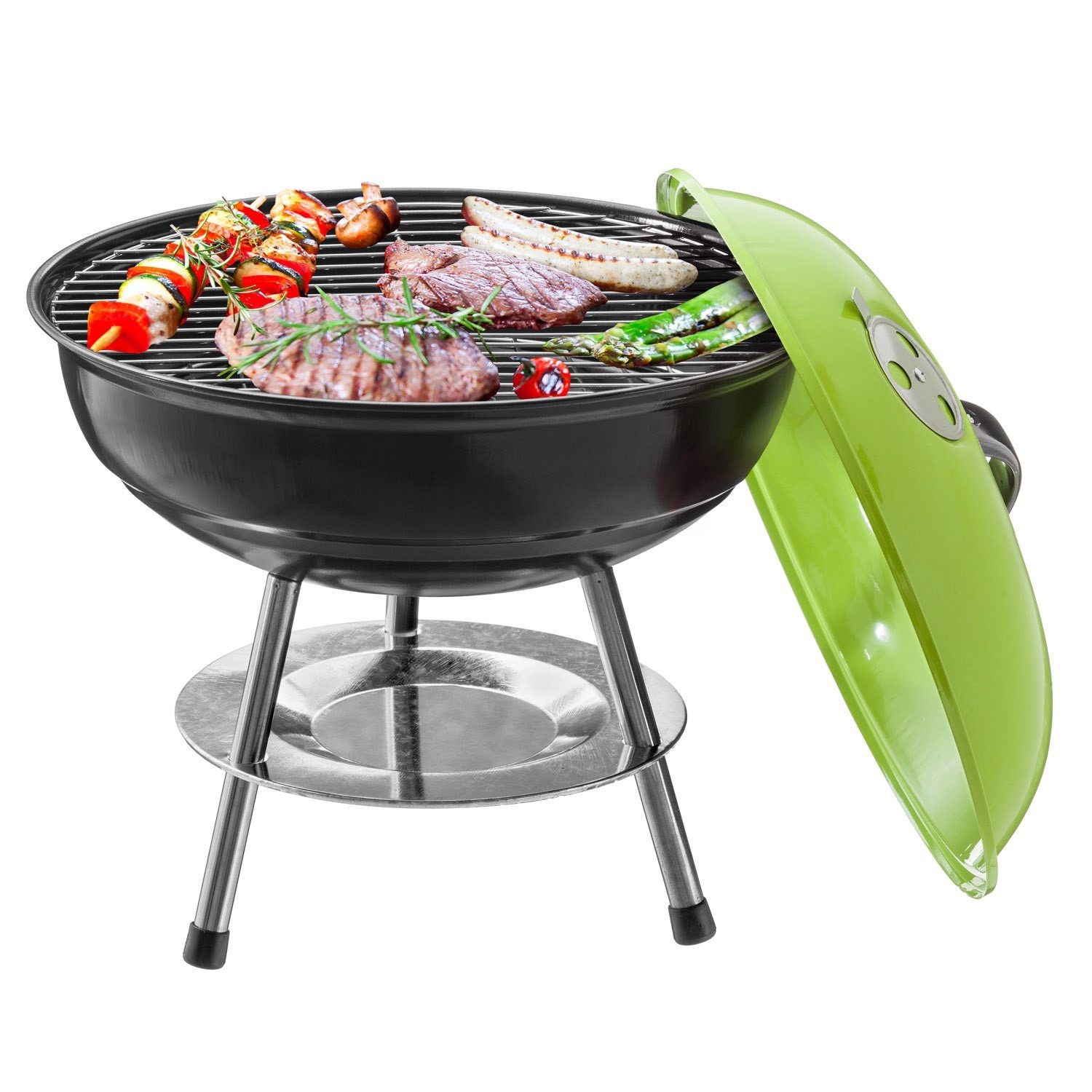 Goods+Gadgets Standgrill GOODS+GADGETS Mini Kugelgrill Campinggrill - Holzkohle BBQ Edelstahl, Camping Holzkohle-Grill Tischgrill