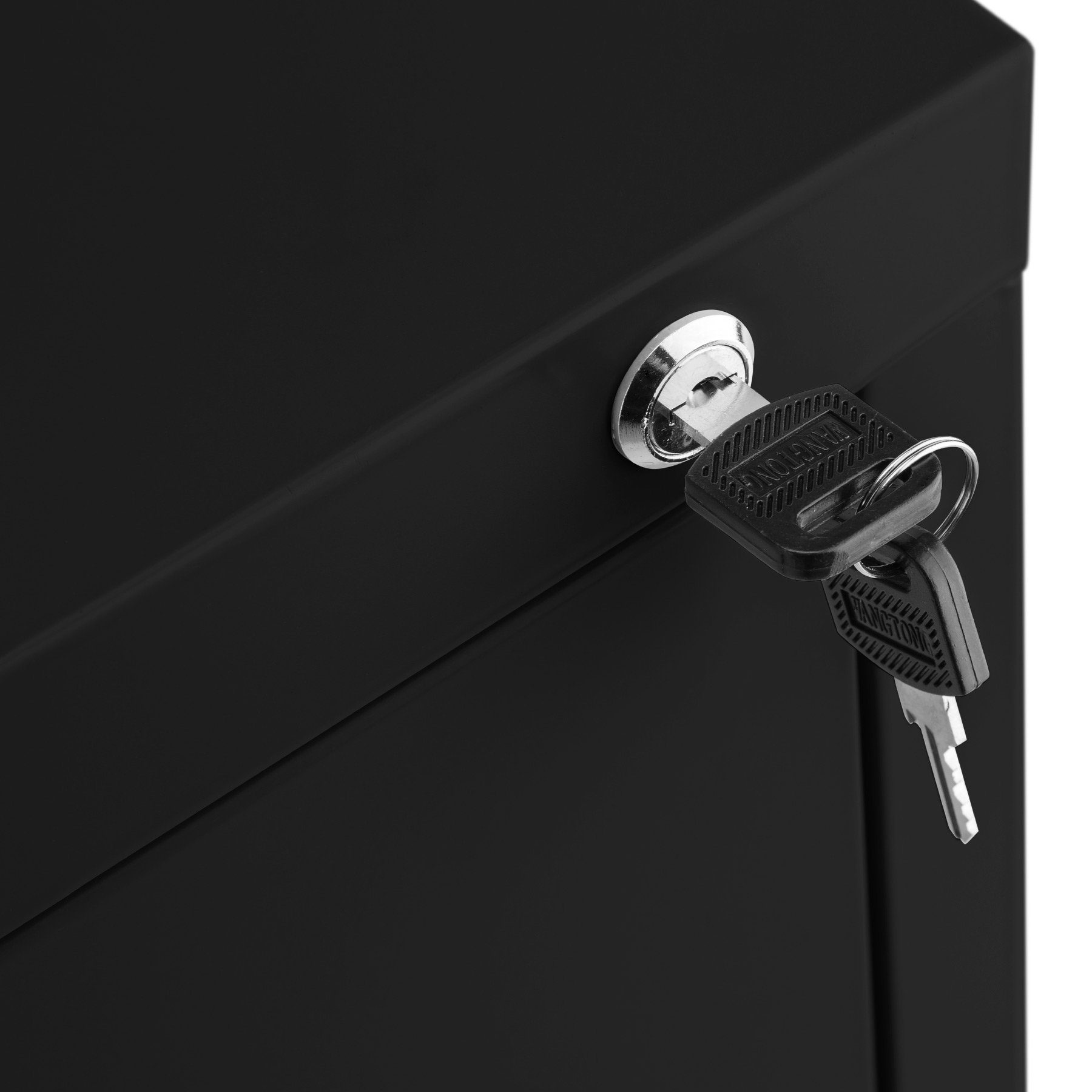 abschließbar mit 3 Aktenschrank Schubladen mit 1-St., schwarz tectake inkl. Schlüsseln, 62,4x46x102,8cm | Aktenschrank Schlüssel) (Set schwarz 2