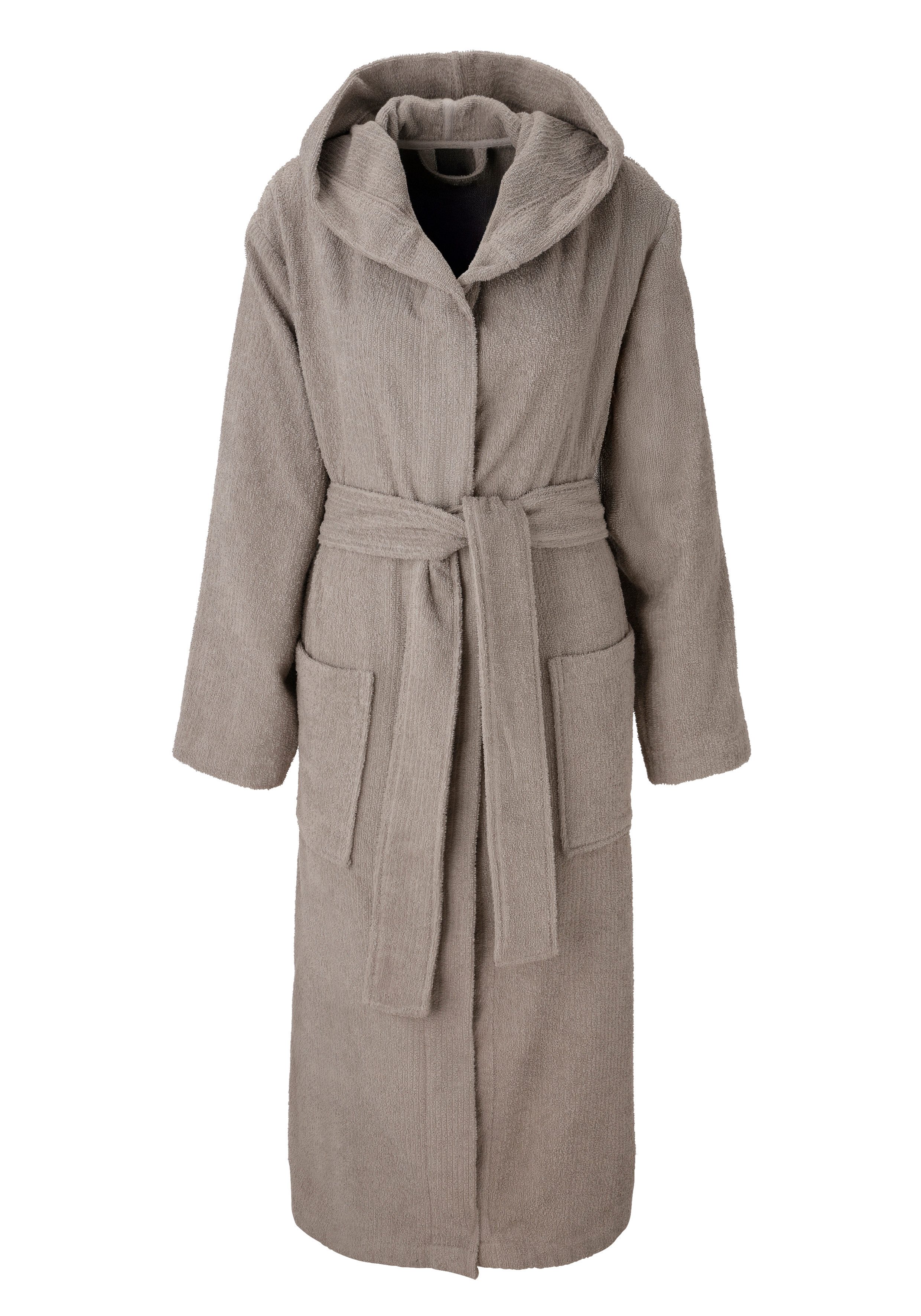 OTTO home Unisex-Bademantel Riva, für Damen & Herren, Standard & Premium Qualität, Langform, Walkfrottee, Kapuze, Gürtel, 100 % Baumwolle, Reise, Hotel, Sauna, XS-3XL