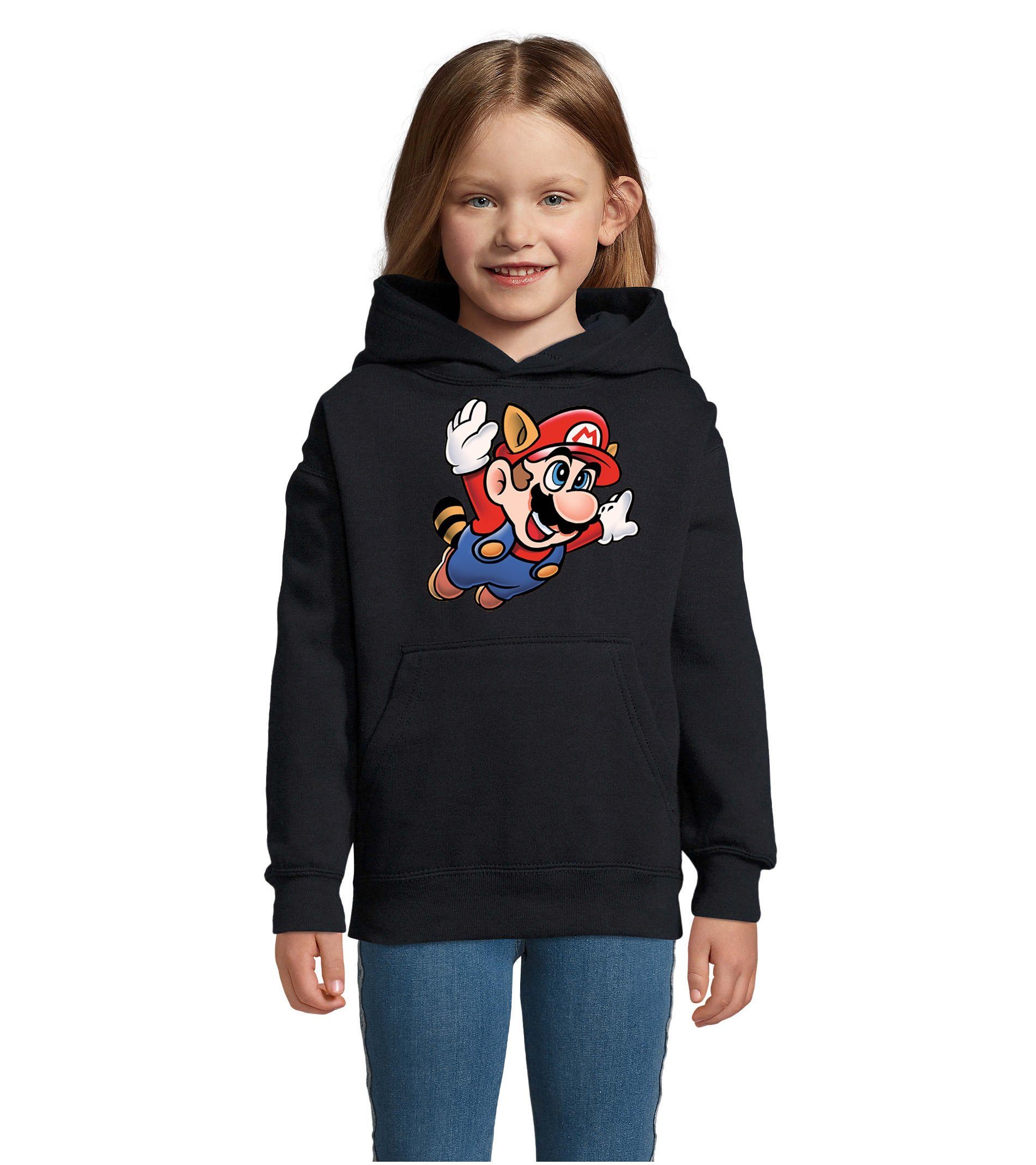 Blondie & Brownie Hoodie Kinder Jungen & Mädchen Super Mario 3 Fligh Nintendo mit Kapuze Navyblau