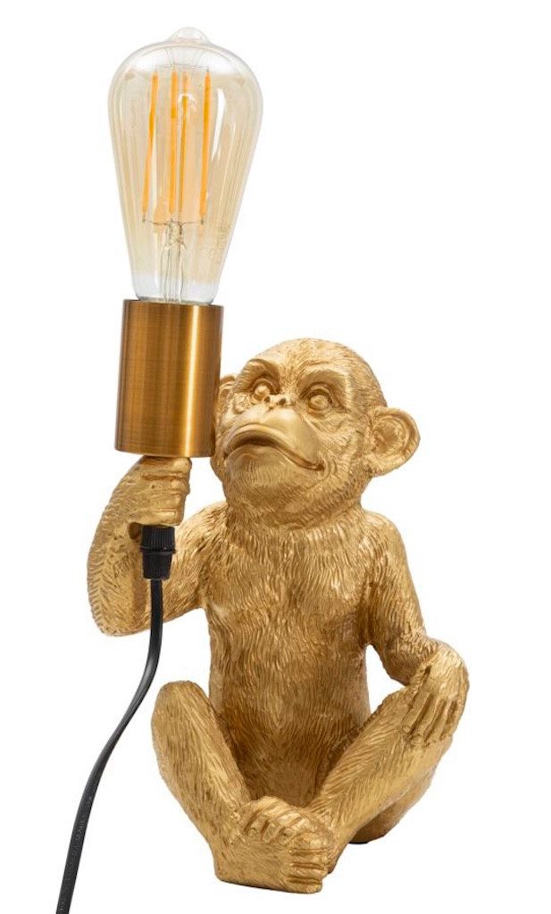 Mauro Ferretti Tischleuchte Tischleuchte Monkey Gold Skulptur Design, ohne Leuchtmittel