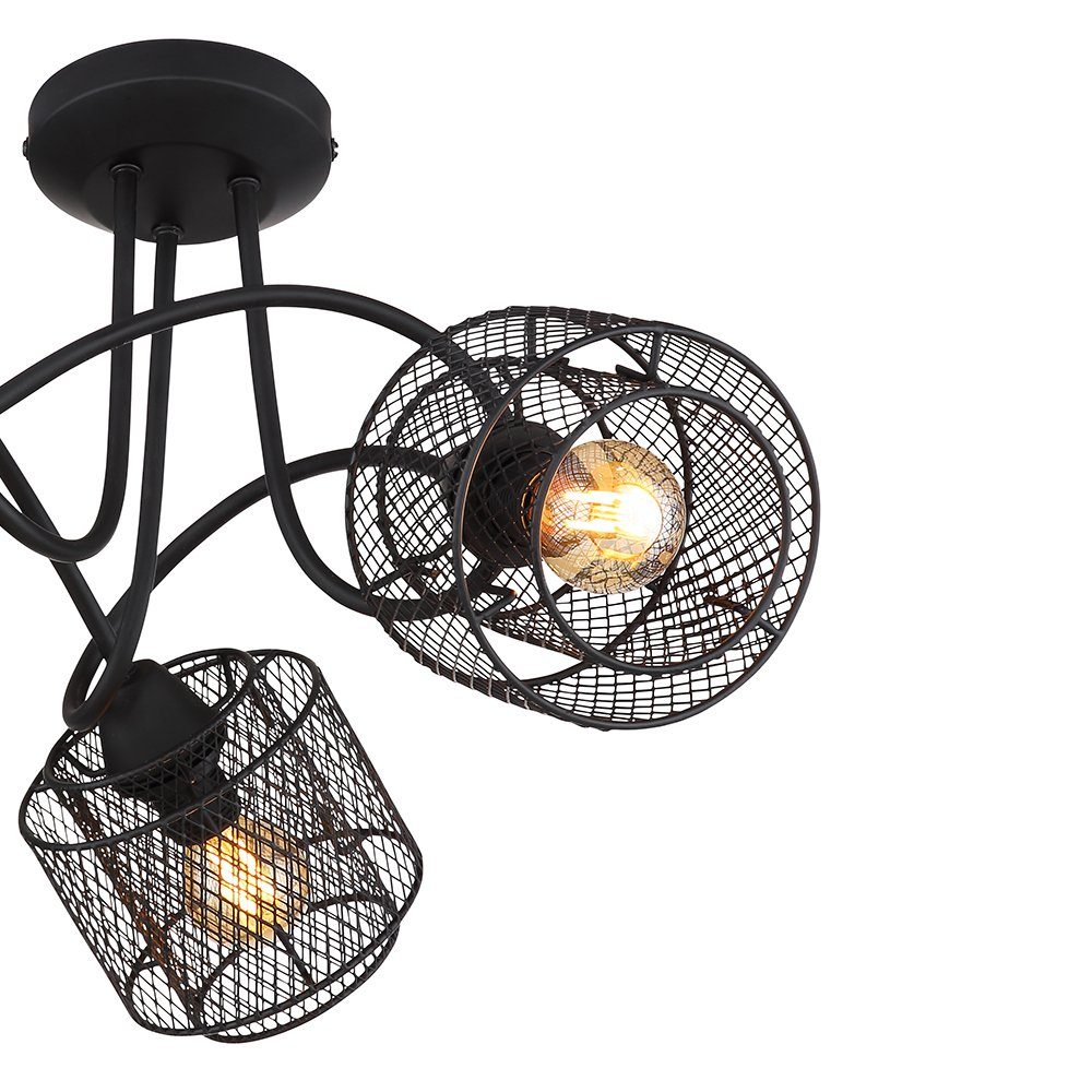 etc-shop Deckenstrahler, Leuchtmittel nicht inklusive, Deckenleuchte Spotrondell Käfig-Design Lampe schwarz flammig 3
