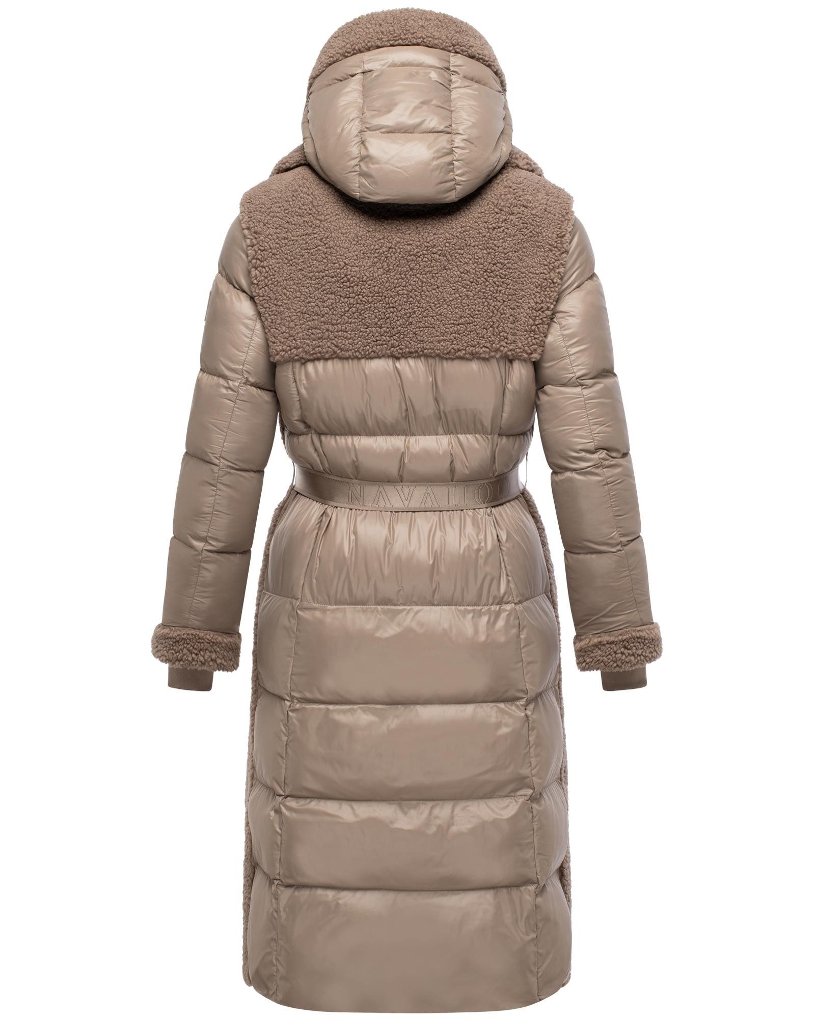 Navahoo Wintermantel Kuscheltraum 14 Modischer Damen Plüschmantel aus angesagtem Materialmix