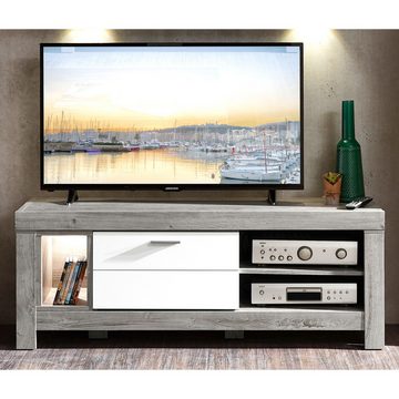 expendio TV-Board Grita 7, weiß / Haveleiche Nb. inkl. Beleuchtung 150x59x47 cm