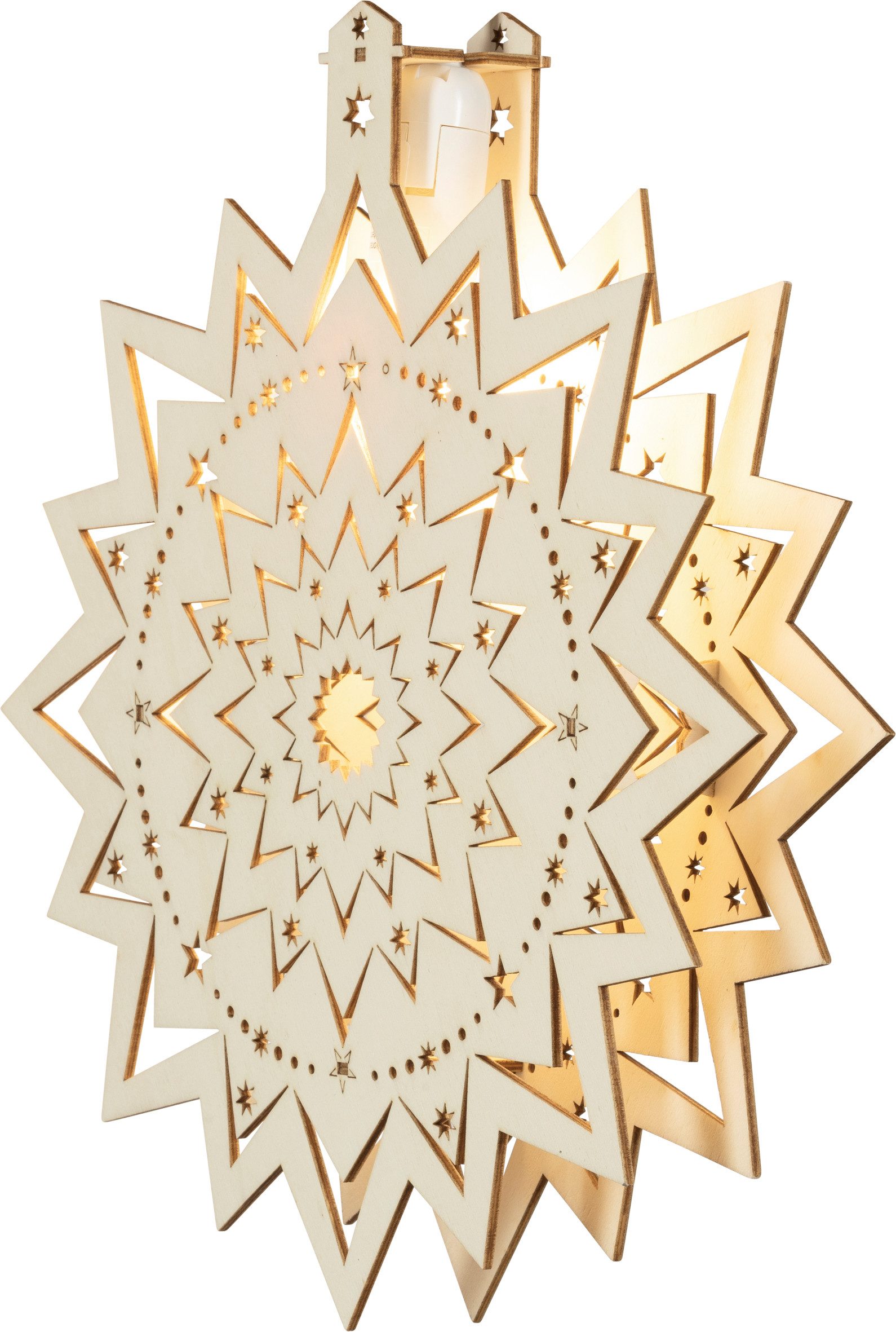 SAICO Original LED Fensterbild Eisstern, inkl. LED-Leuchtmittel, warmweiß, LED wechselbar, BxHxT: 30x32,5x4,5 cm