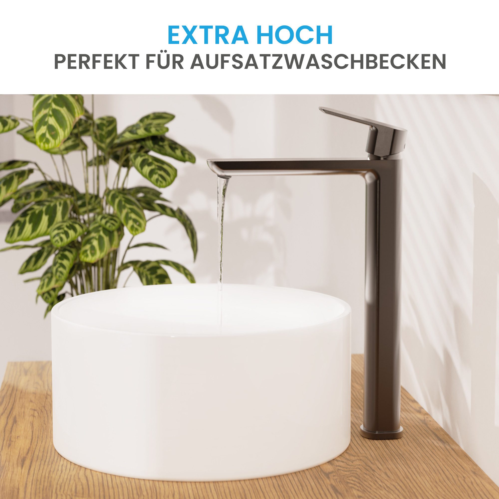Bächlein Badarmatur Mizarela hoch - klassisches Design - ideal für Aufsatzwaschbecken hochwertiger Wasserhahn im hohen klassischen Design – Bild 4 von 5