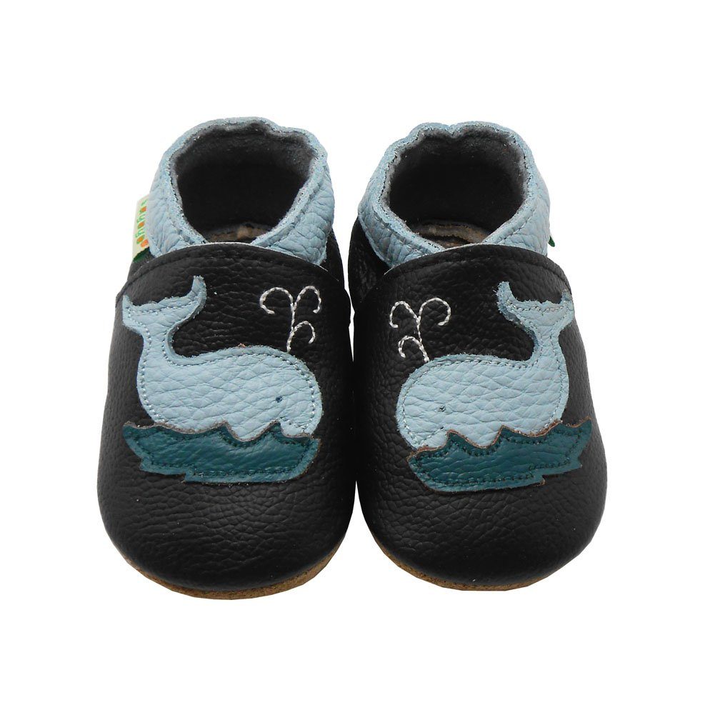 Sayoyo Weiche Leder Krabbelschuhe Lauflernschuhe Hausschuhe Lederpuschen Haie Lauflernschuh (100% Leder)