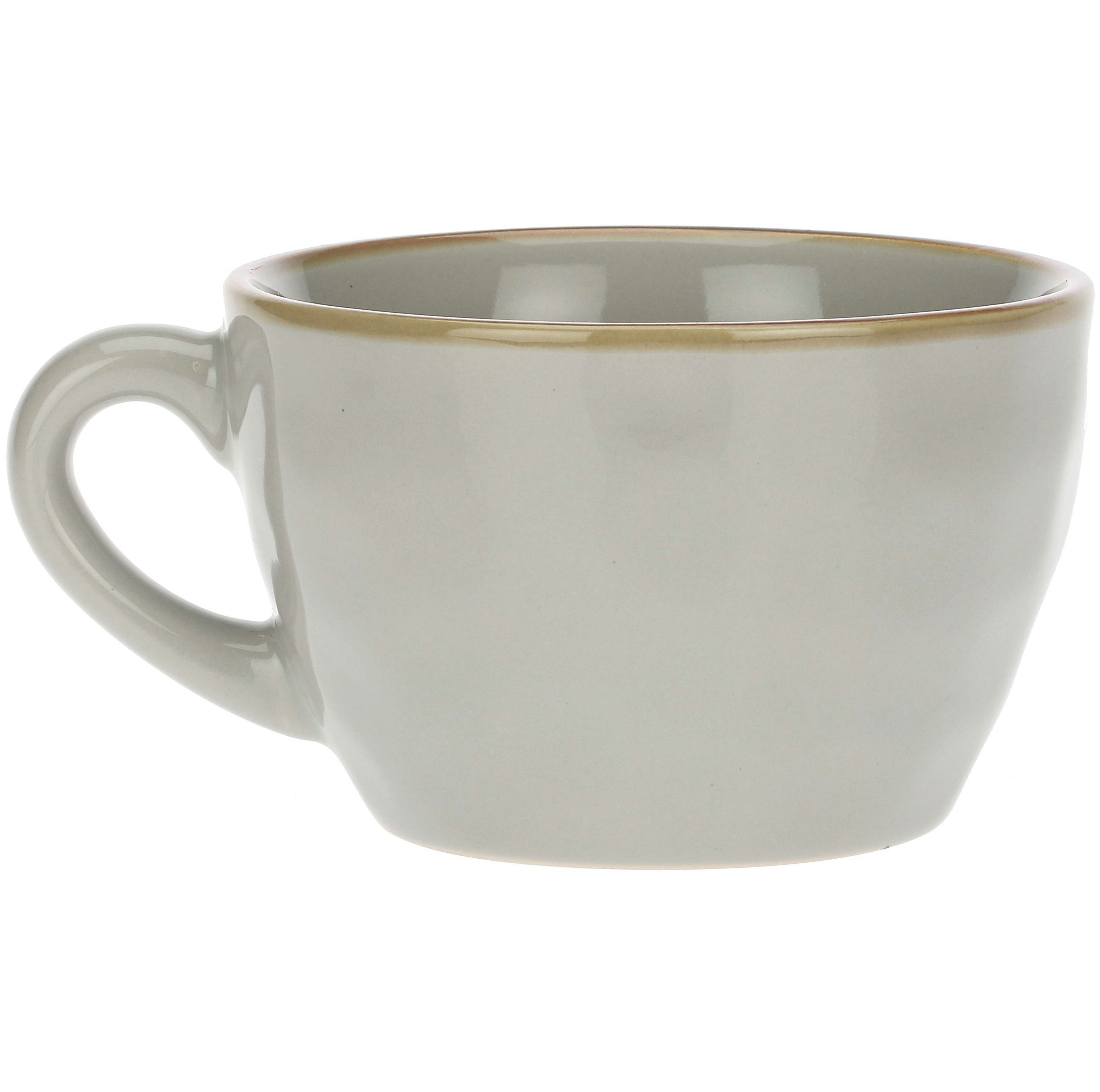 Rose & Tulpani Tasse Frühstückstasse große Becher Kaffeetasse 420 ml Concerto Grau, Steingut, Ofenfest, Handgemacht