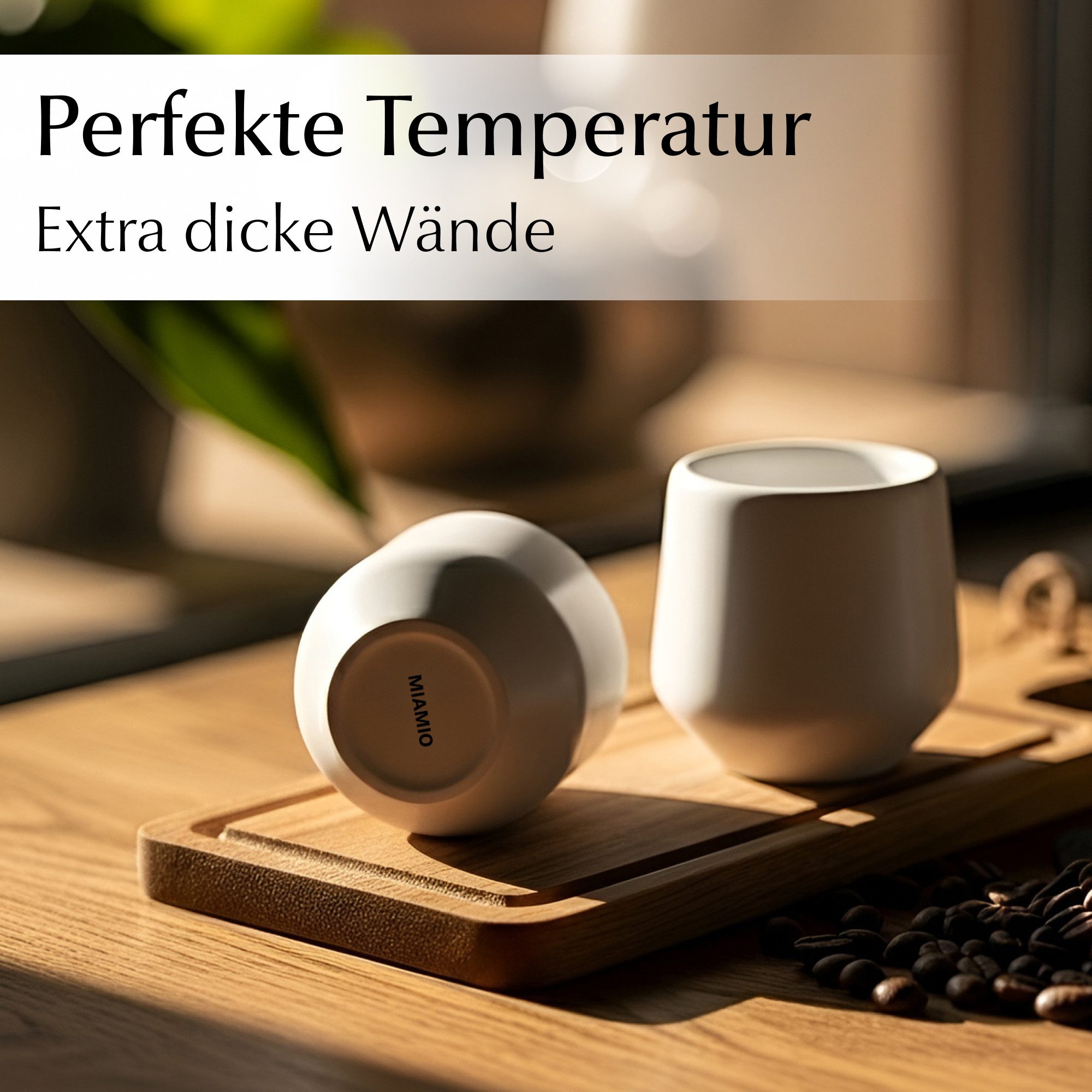 MiaMio Espressotasse Luxe ohne Henkel, 90 ml, Weiß, 4-tlg., Keramik, Ristretto & Doppio, dickwandig, modern – Bild 5 von 5