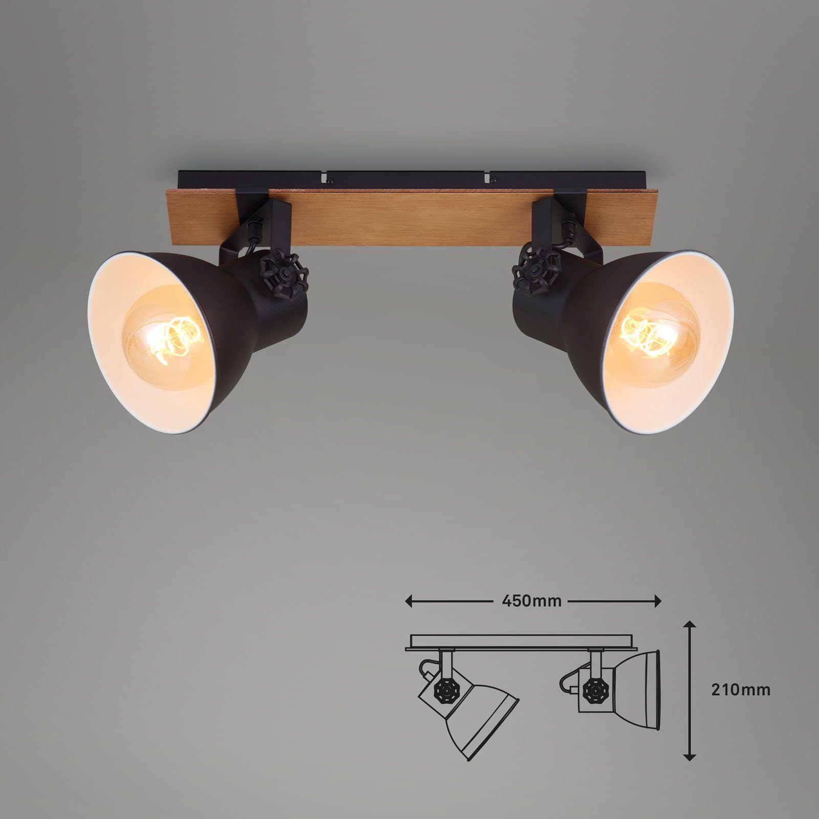 (2x 2742-025, E27 und Deckenlampe Deckenspots 60W) schwenkbar ohne Vintage dreh- max. Leuchtmittel, Warmweiß, Leuchten Briloner