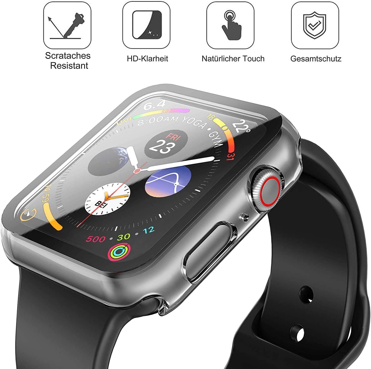 Baker Smartwatch-Hülle 2x Hülle für Apple Watch 1/2/3/4/5/6/7/8/9/SE/Ultra/Ultra2, (2 Pack) 38mm 40mm 41mm 42mm 44mm 45mm 49mm, i Watch Schutzhülle Case