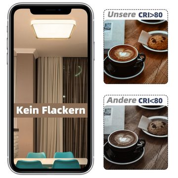 ZMH LED Deckenleuchte Eckige Sternenhimmel-Design 40cm CCT mit Fernbedienung 44W, dimmbar, LED fest integriert, warmweiß-kaltweiß, Weiß-Gold