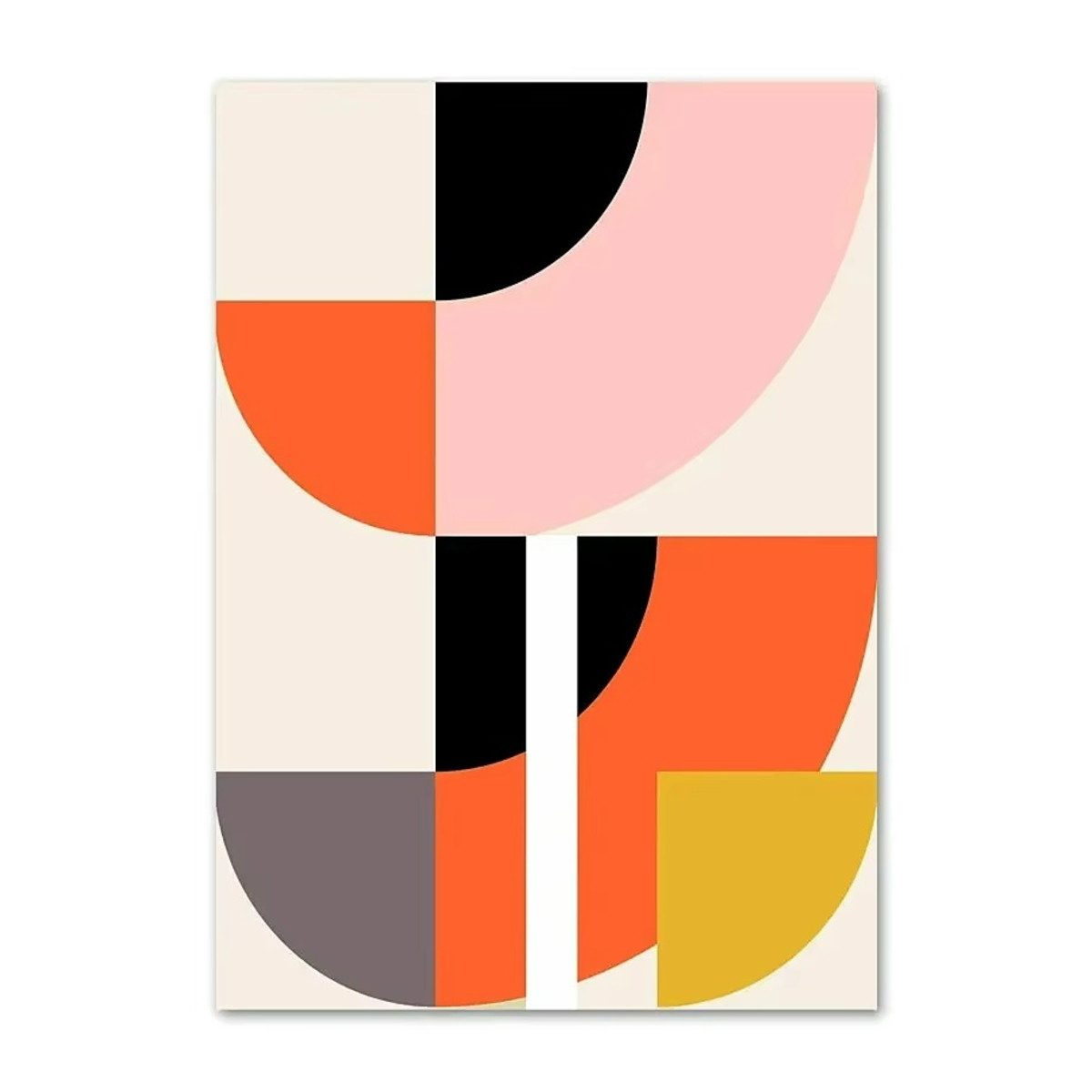 TPFLiving (OHNE RAHMEN) Poster - Leinwand - Wandbild, Minimalistische Mid-Century Abstrakte Geometrische Kunst Leinwand (Leinwandbild XXL), Farben: Orange, Gelb, Schwarz, Rot, Grün, Blau -Größe: 20x30cm