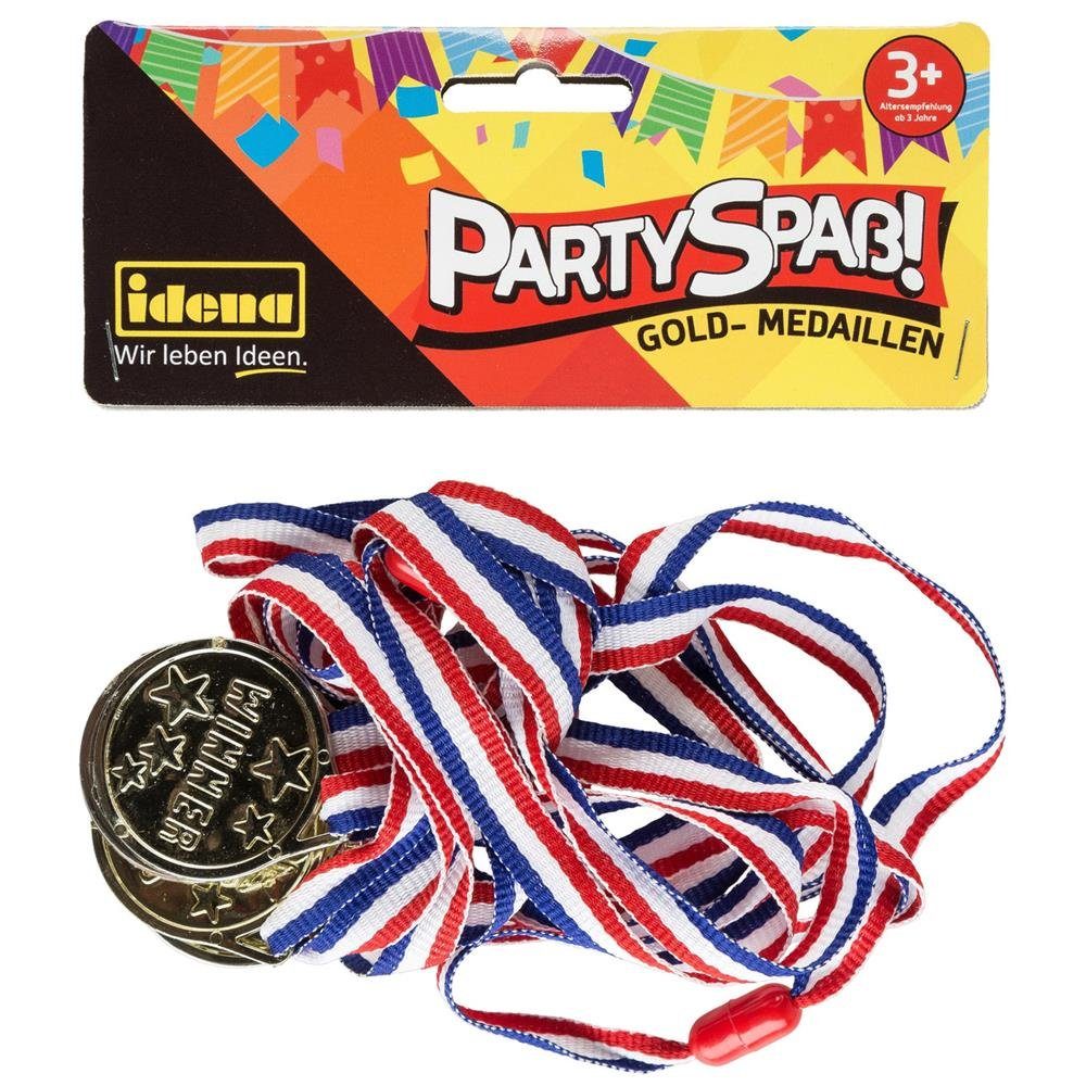 Idena Spiel Partyspaß Gold-Medaillen, 4 Stück mit dem Aufdruck Winner Mitgebsel Kindergeburtstag