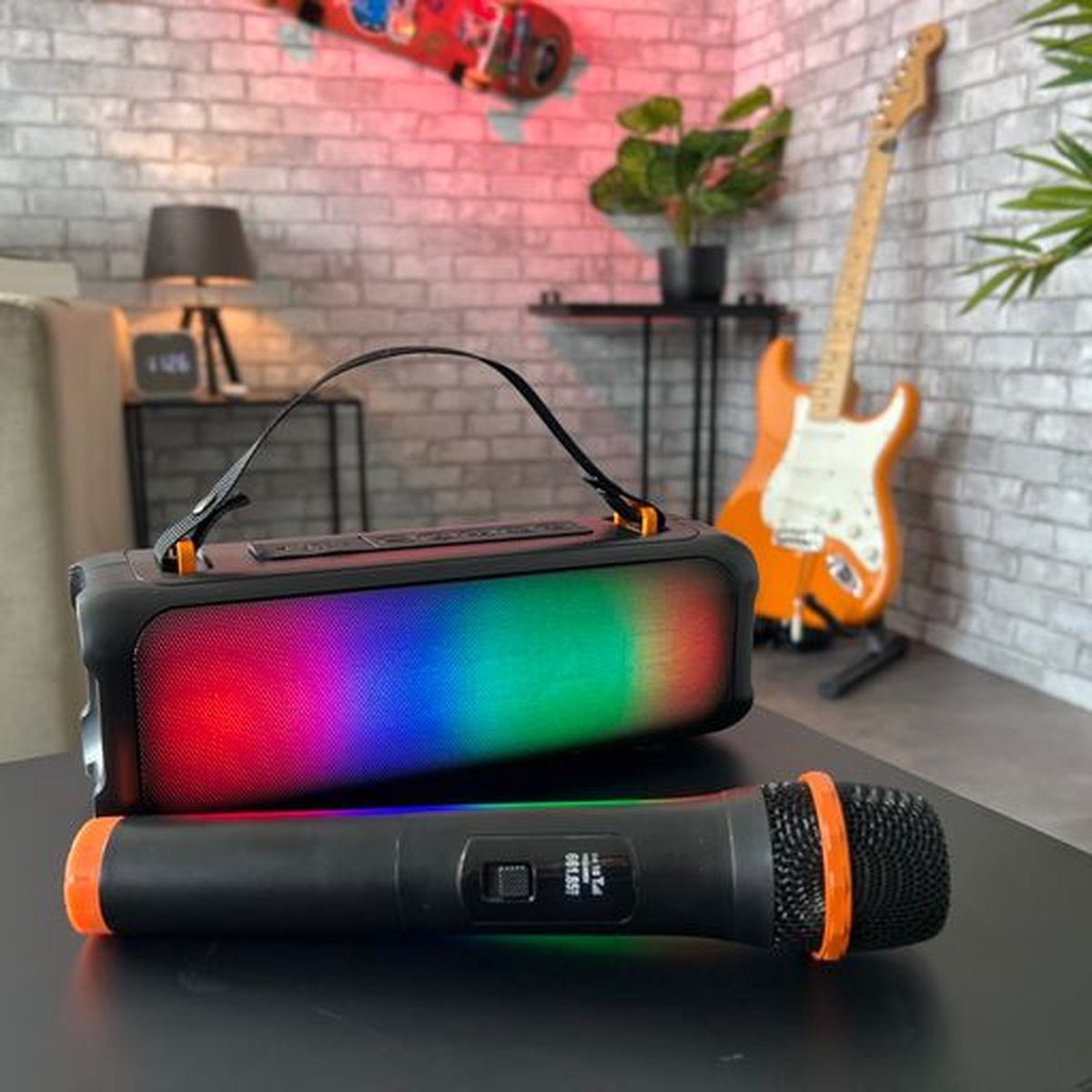 Bluetooth-Lautsprecher (mit 703B - und Beleuchtung) – Karaoke-Set Mikrofon Bluetooth-Lautsprecher – Blazooka Tragbarer black N-GEAR