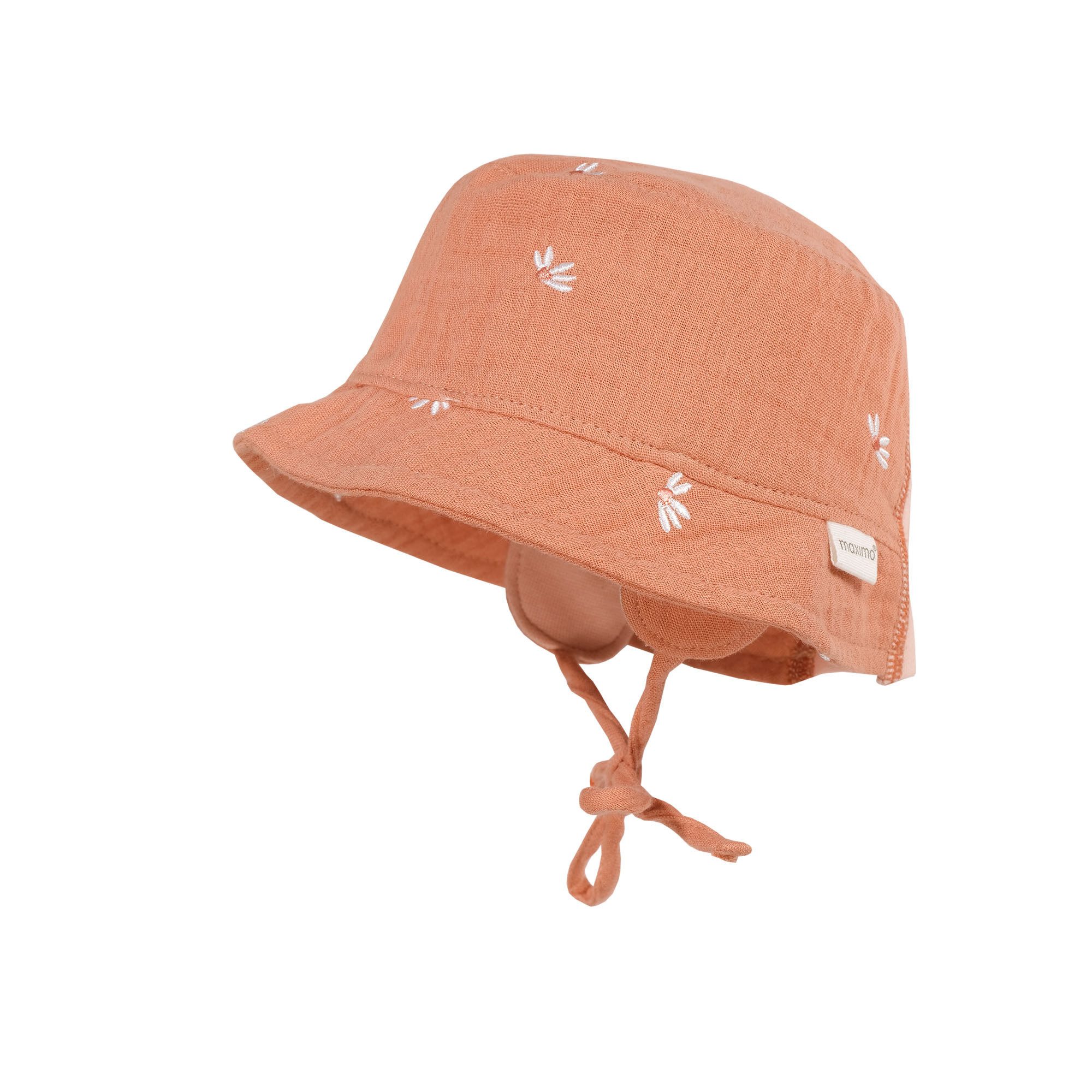 MAXIMO Fischerhut GOTS BABY-Hütchen, Musselin, Band, Ohrenkl.,Futter (1-St) Musselin