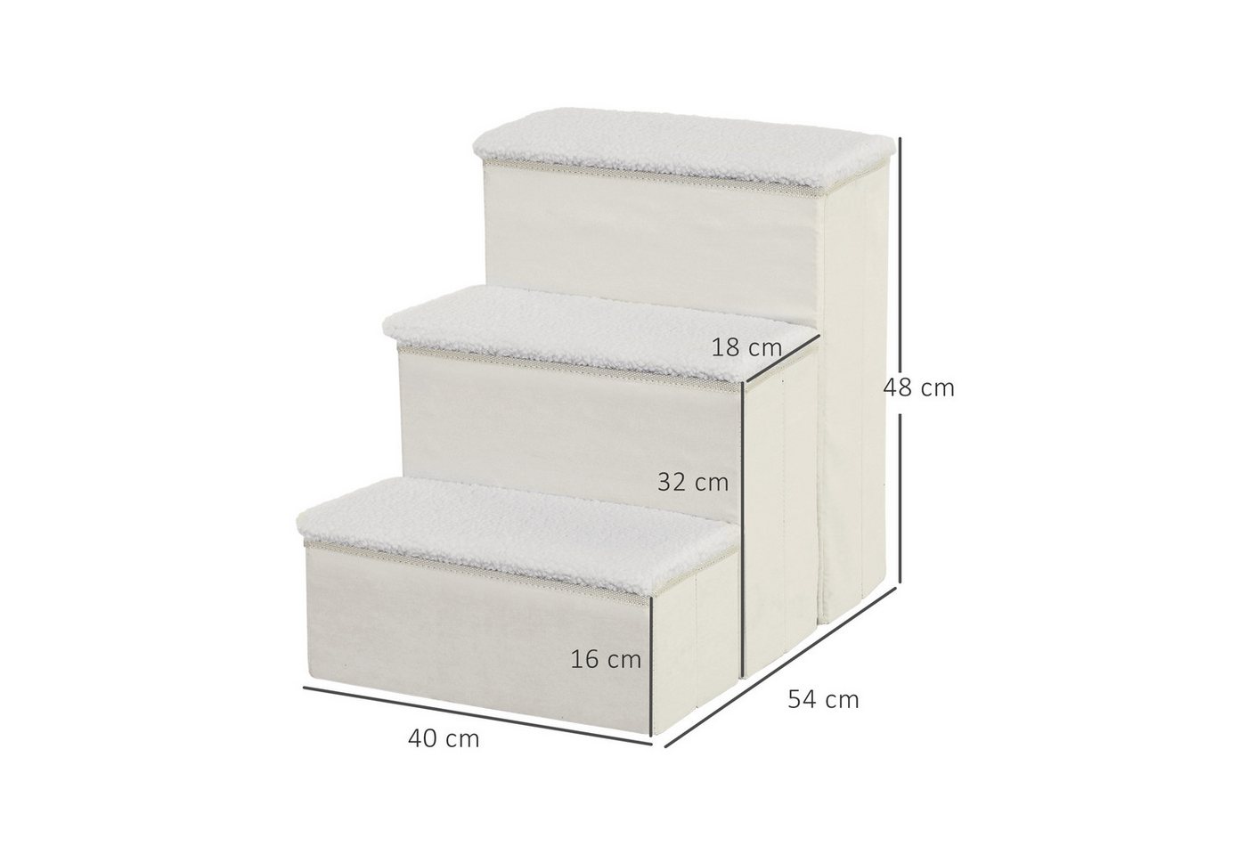 Thumbnail - MC Star Haustiertreppe faltbare Katzentreppe Hundetreppe 3 Stufen mit Stauraum (für Katzen und Hunde MDF Weiß 40x54x48cm...