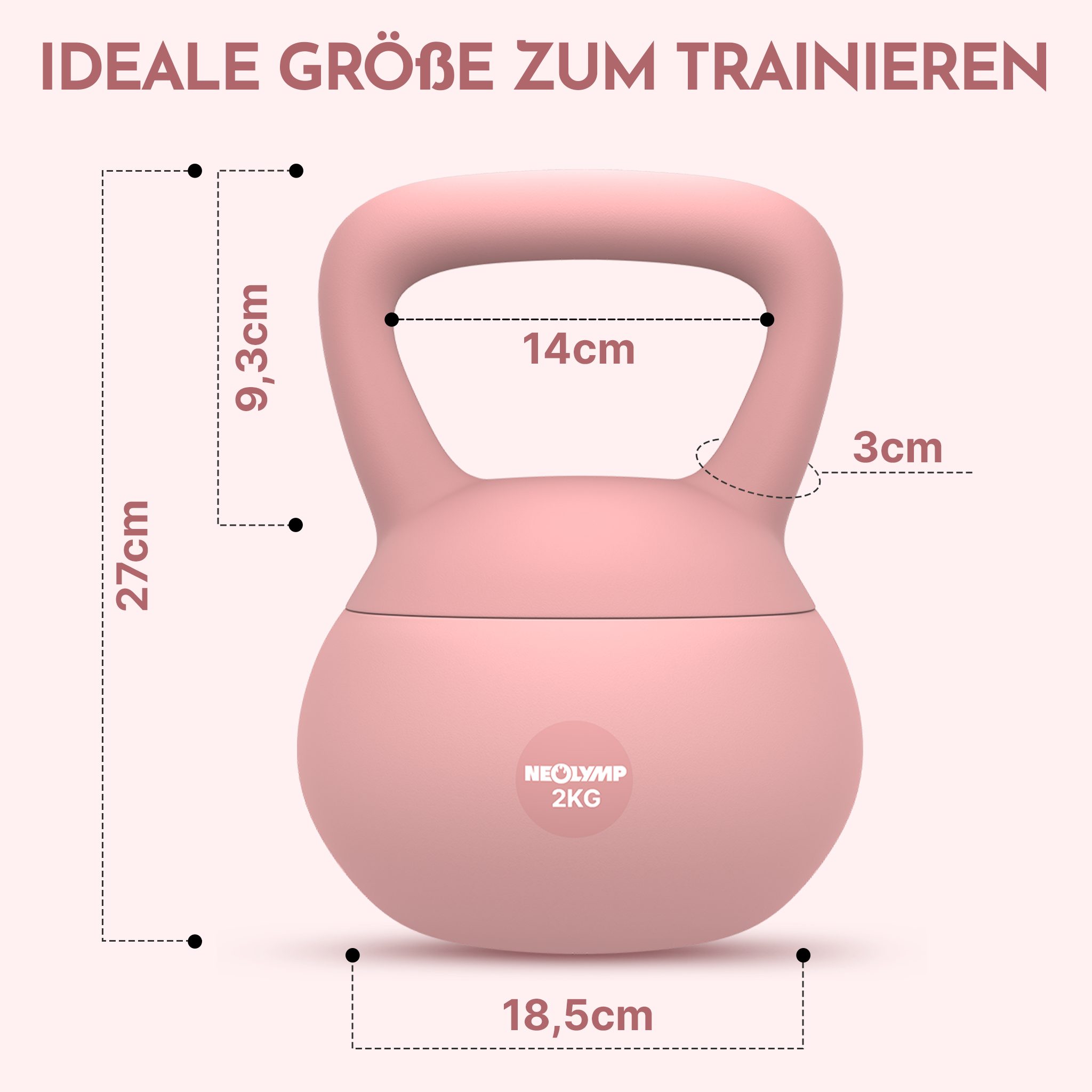 NEOLYMP Kettlebell Soft Kettlebell bodenschonend & leise - stoßdämpfende Kugelhantel, (Soft Kettlebell ideal fürs Homegym Kettlebell 2–12 kg Kugelhantel Set), Kugelhantel mit Eisensandfüllung - ergonomischer Softgriff