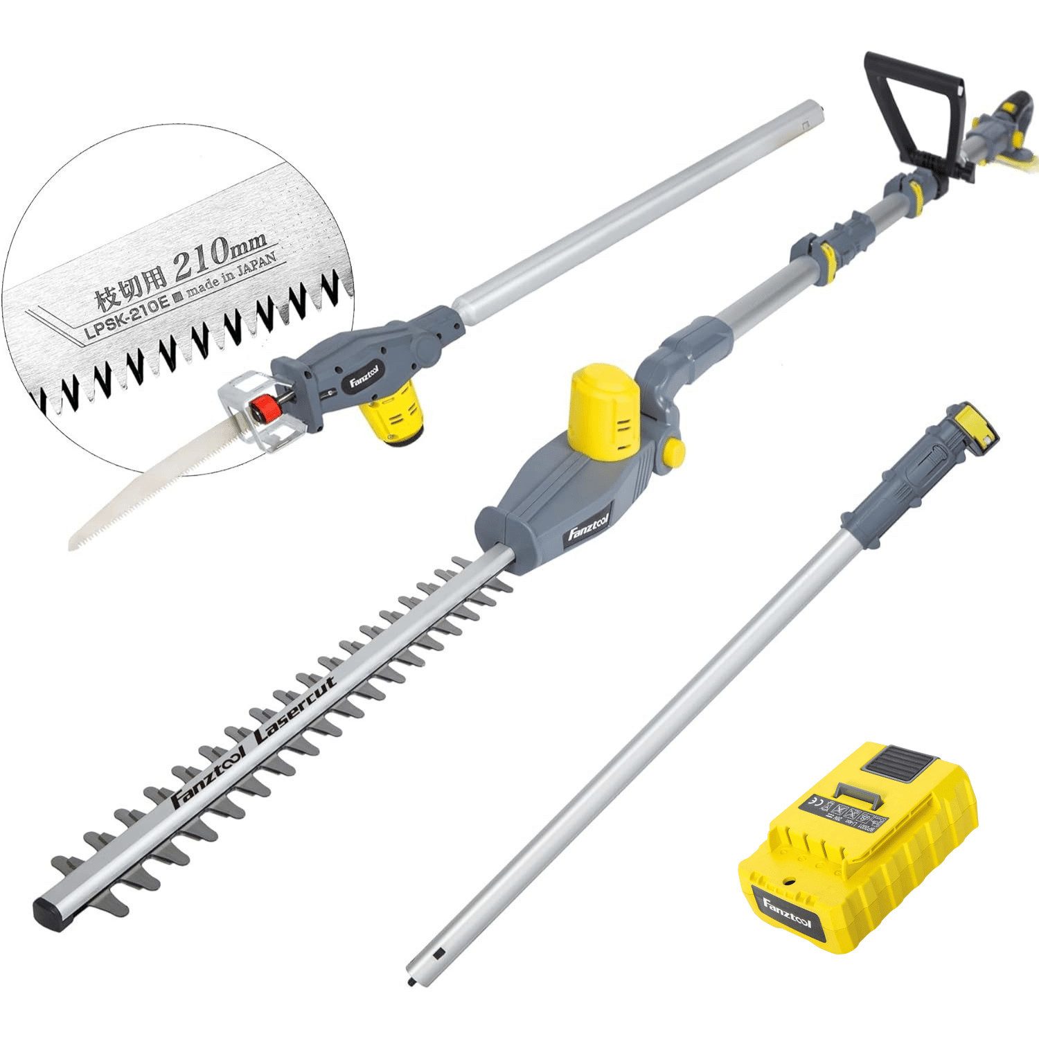 Fanztool Akku-Heckenschere FANZTOOL 20V Li-Ion Akku 2-in-1 Hochentaster/teleskop Heckenschere