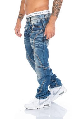 Cipo & Baxx Regular-fit-Jeans Herren Jeans Hose mit ausgefallener Nahtstruktur Jeanshose mit aufwendiger Nahtverzierung und stylischer Waschung
