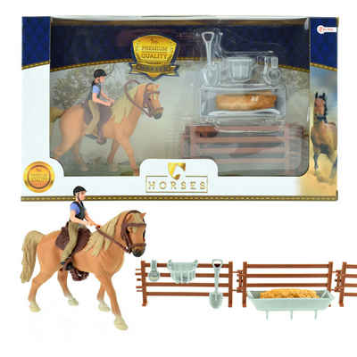 Toi-Toys Spielfigur Braunes Pferd mit Reiter und Zubehör