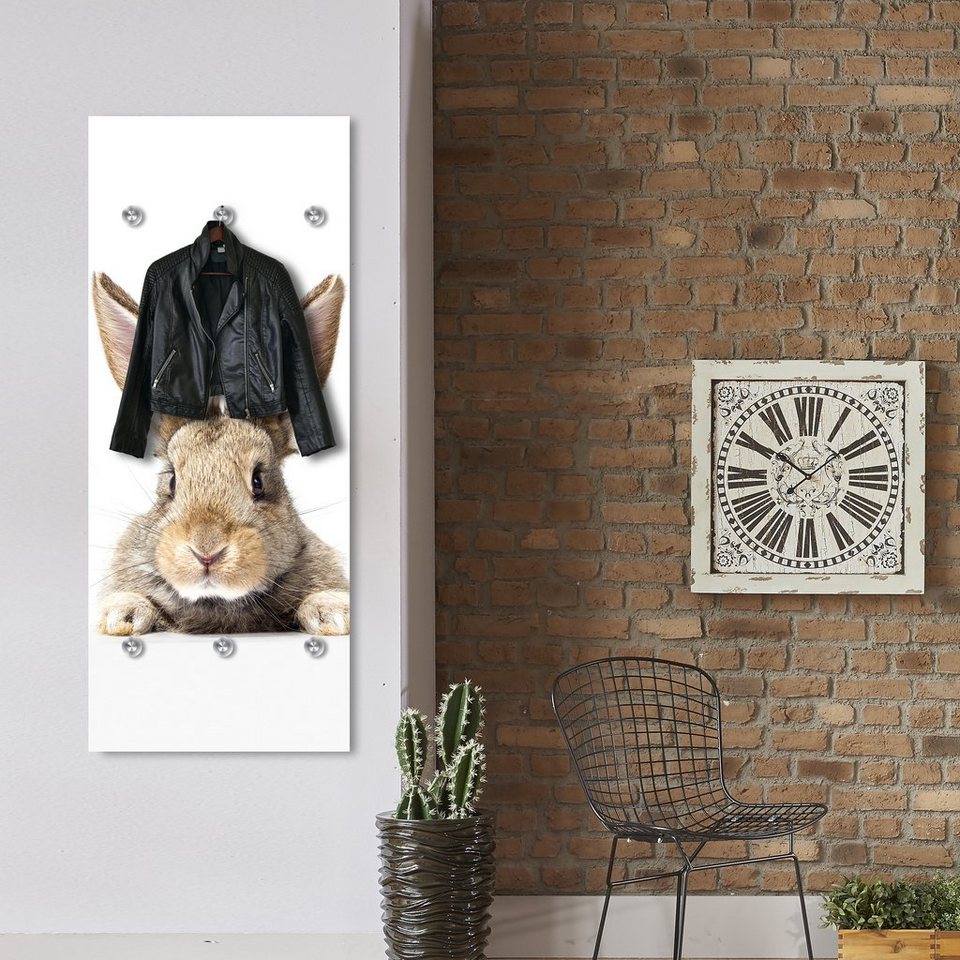 queence Wandgarderobe Hase - Ostern - Bunny - Rabbit - Garderobe aus  hochwertigem Acrylglas (1 St), 50x120 cm - mit Edelstahlhaken, Mit 6  modernen Design-Haken aus Edelstahl | Selbstmontage