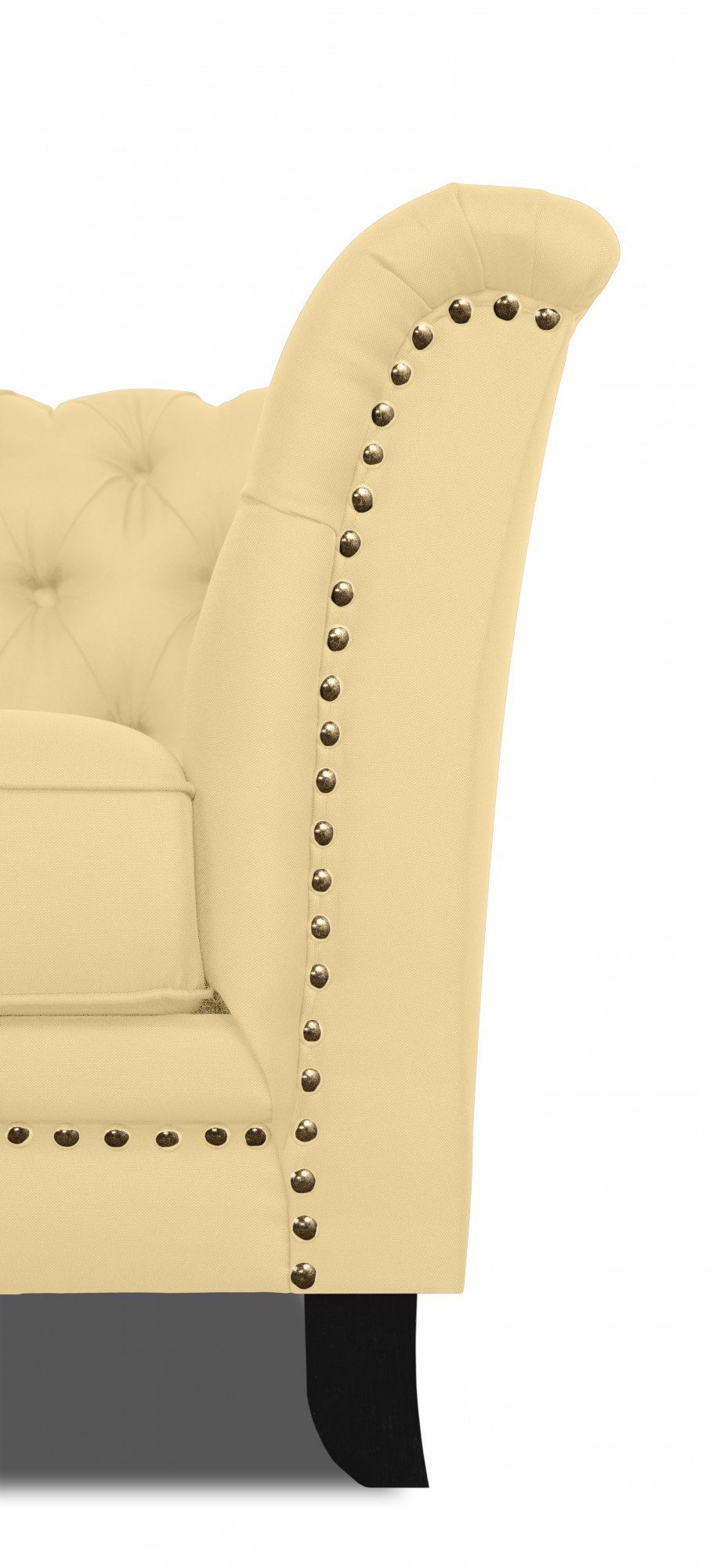 2-Sitzer mit Leonique und typischer Nietenbesatz Lynelle, Knopfheftung Design Chesterfield