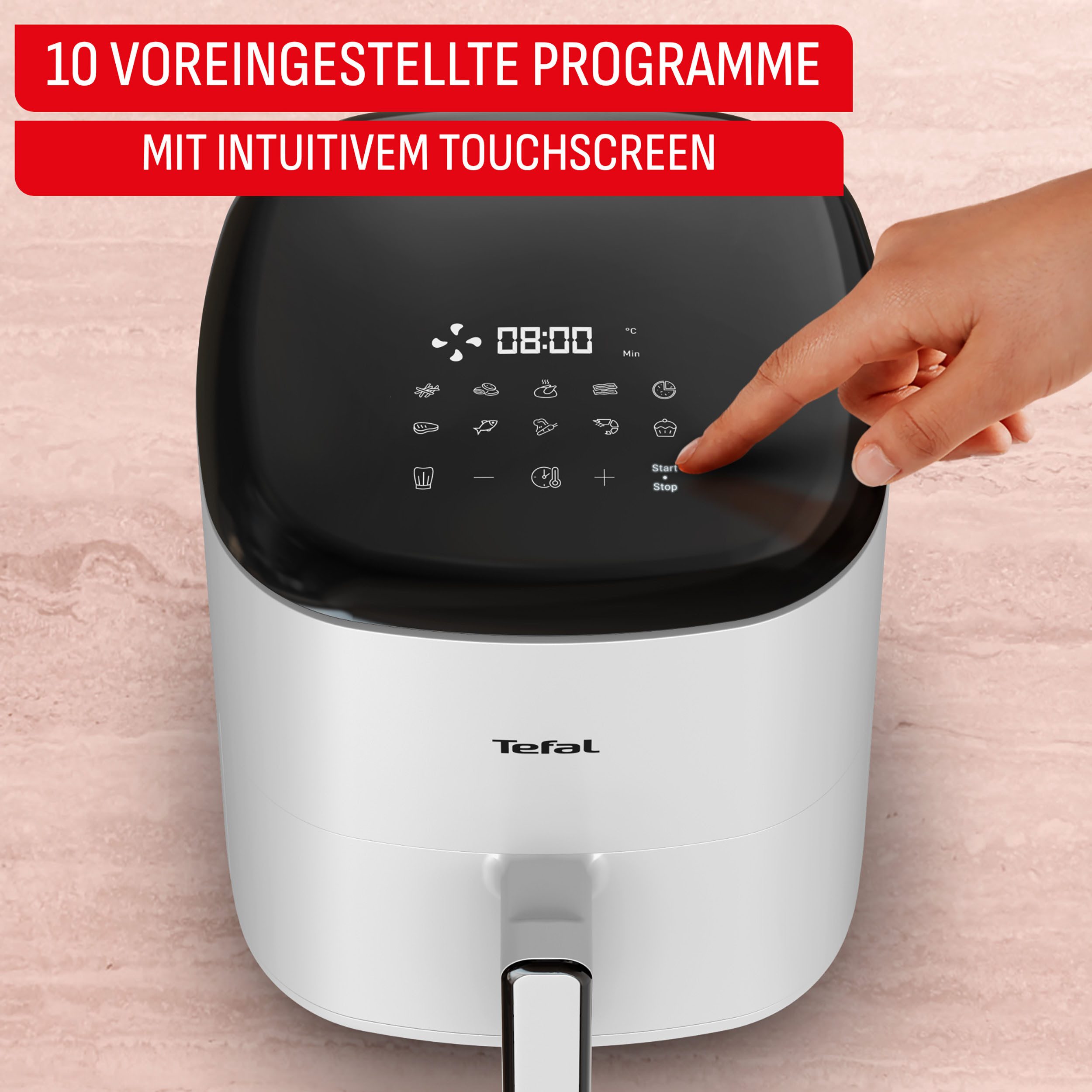 Tefal Heißluftfritteuse Easy Fry Pop EY245G, 1500 W, spart Zeit & Energie, intuitiver Touchscreen, 10 Programme