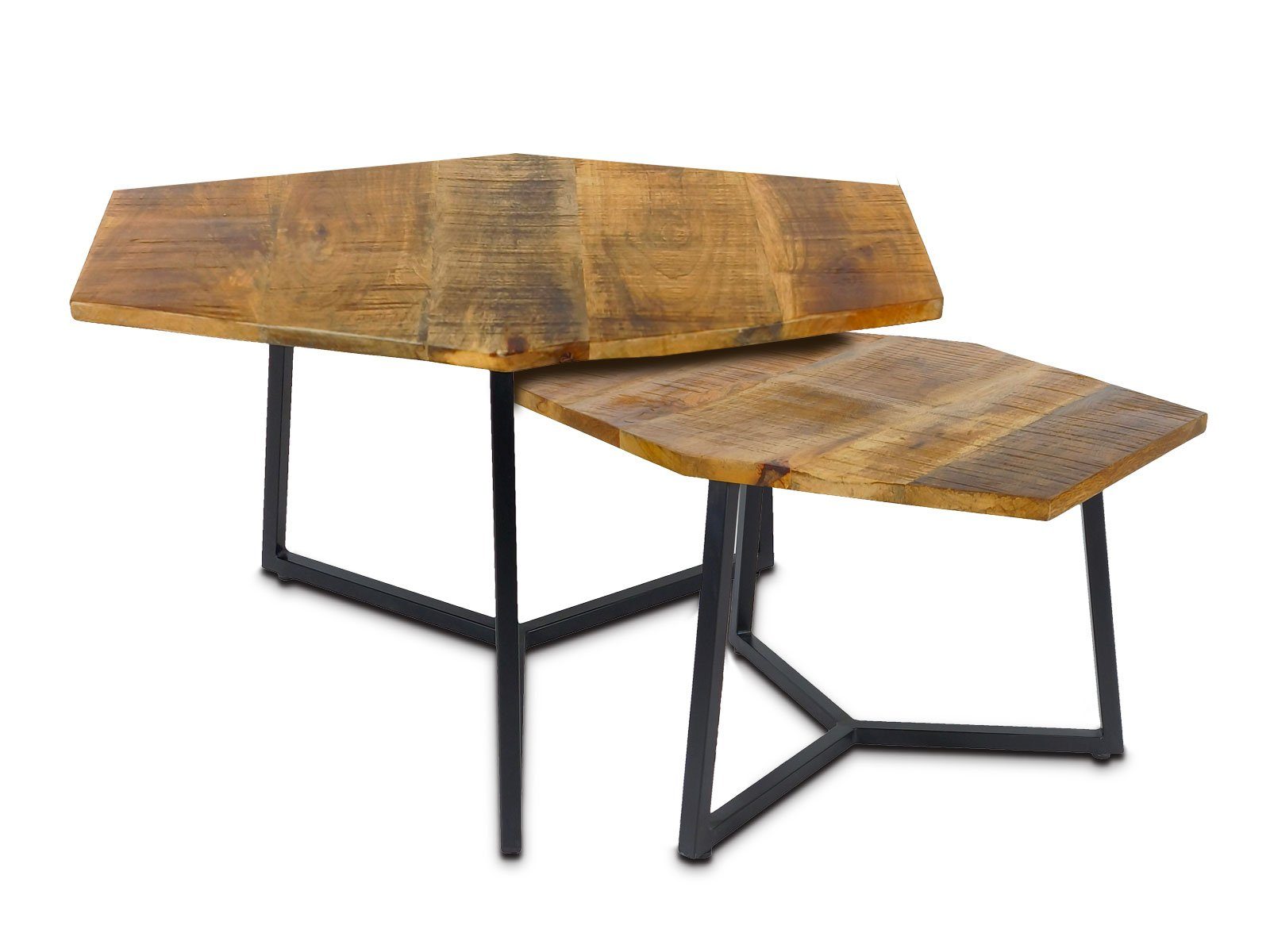 Couchtisch Couchtisch Massivholz Wohnzimmer Tisch Paris Metall-Gestell