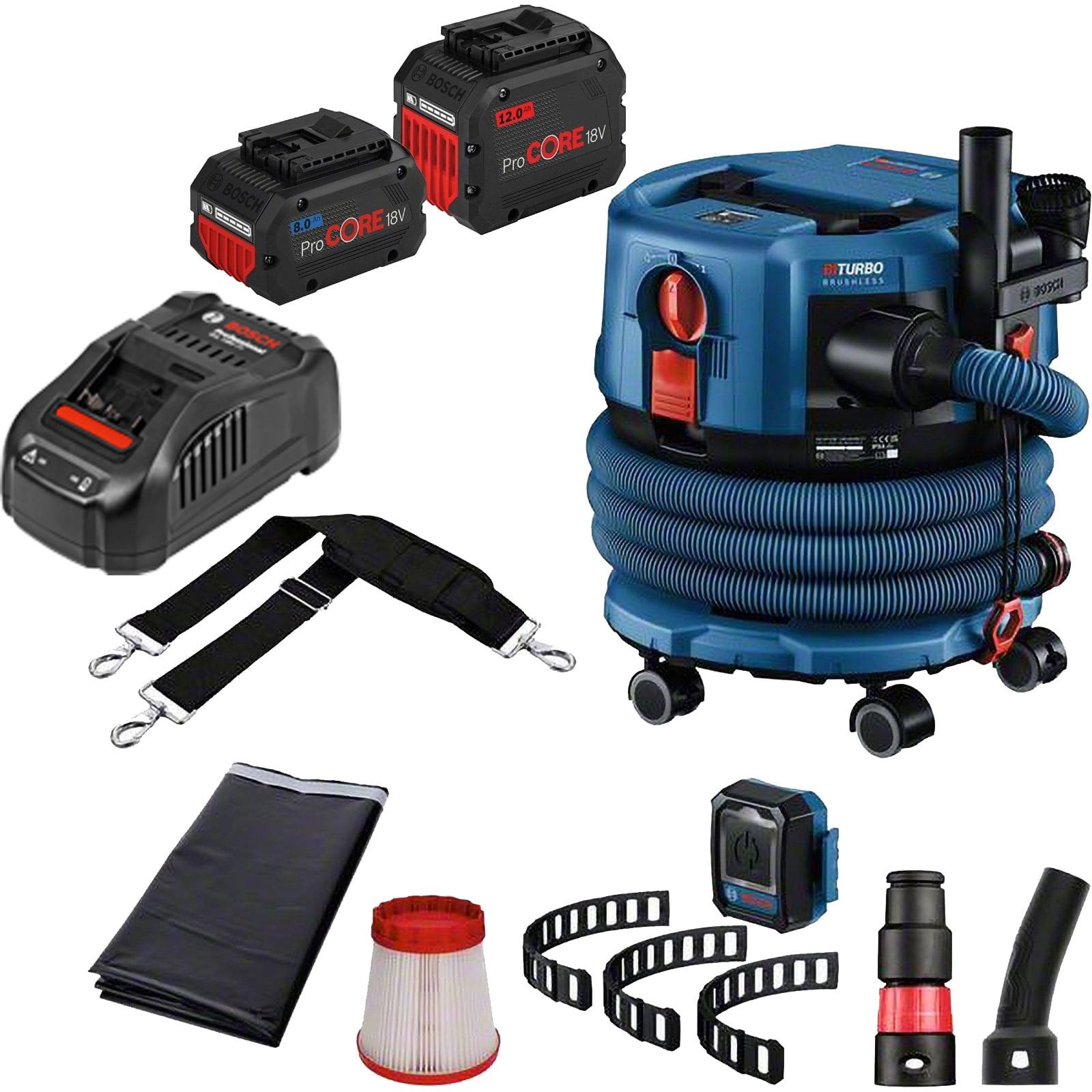 BOSCH Akku-Hand-und Stielstaubsauger Bosch Akku-Staubsauger GAS 18V-12 MC / 1x 8,0 + 1x 12,0 Ah ProCORE + L