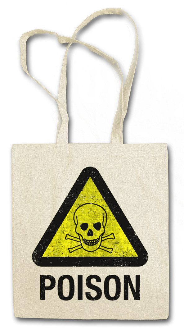 Beuteltasche Caution Poison Vintage Logo Sign Stofftasche Gift Ätzend Giftig Schild