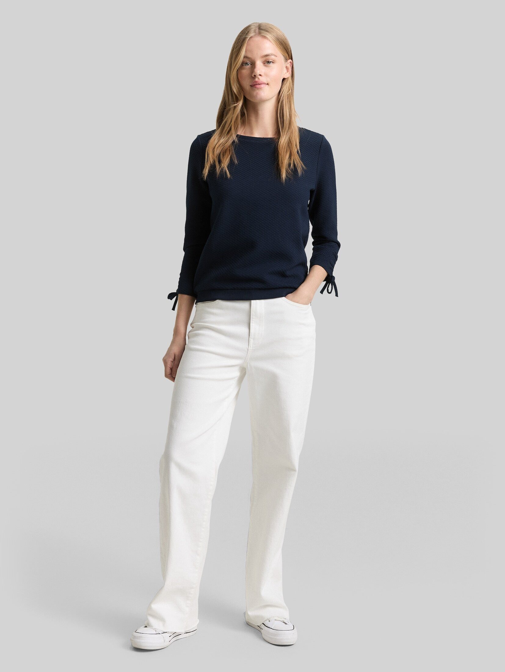 TOM TAILOR Denim Sweatshirt Strick & Sweatshirts Slim Fit Sweatshirt mit Raffärmeln – Bild 5 von 5