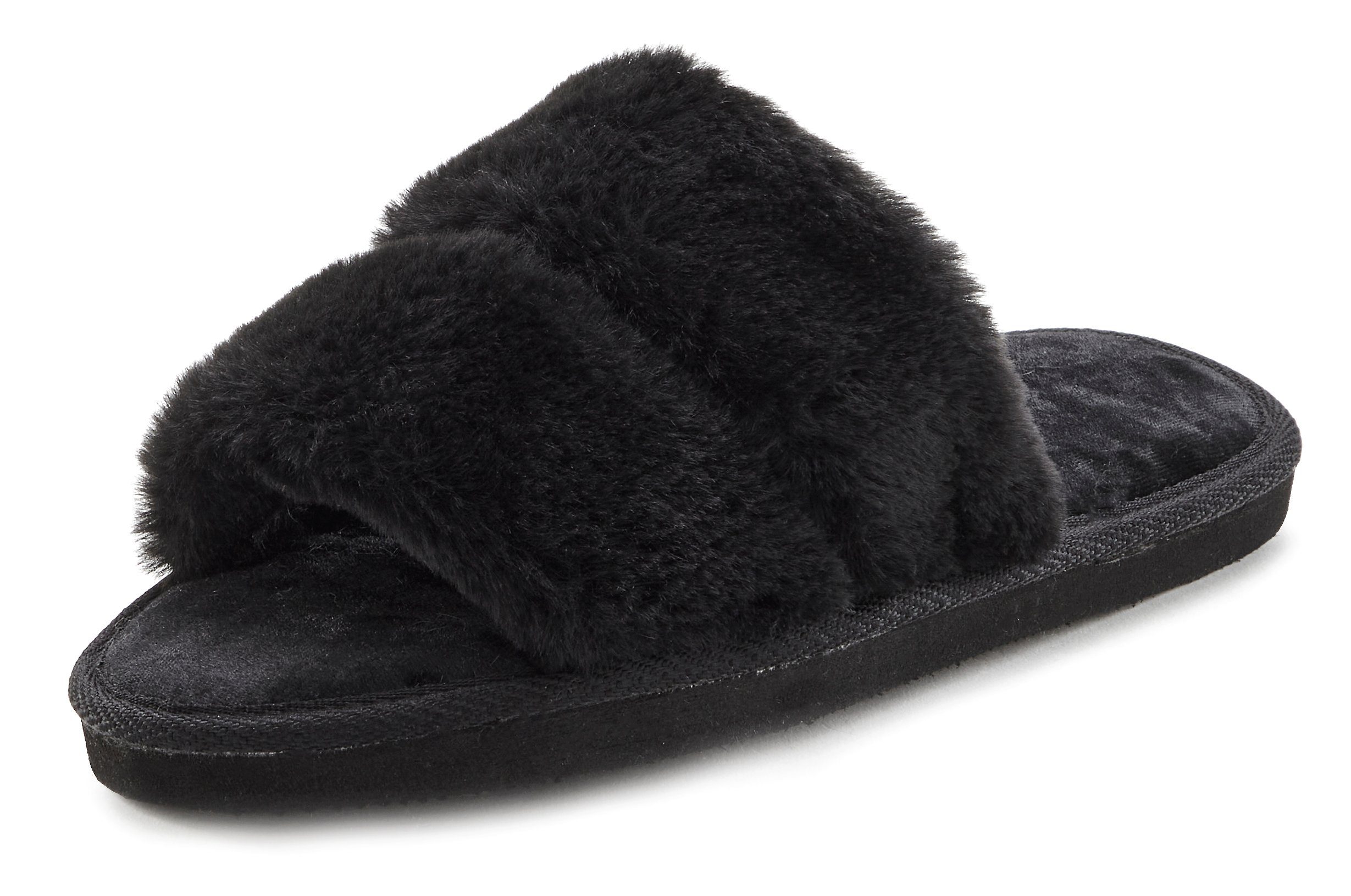 Vivance Hausschuh "Pantolette, Plüsch Hausschuhe, Mule, offener Schuh,", VE günstig online kaufen