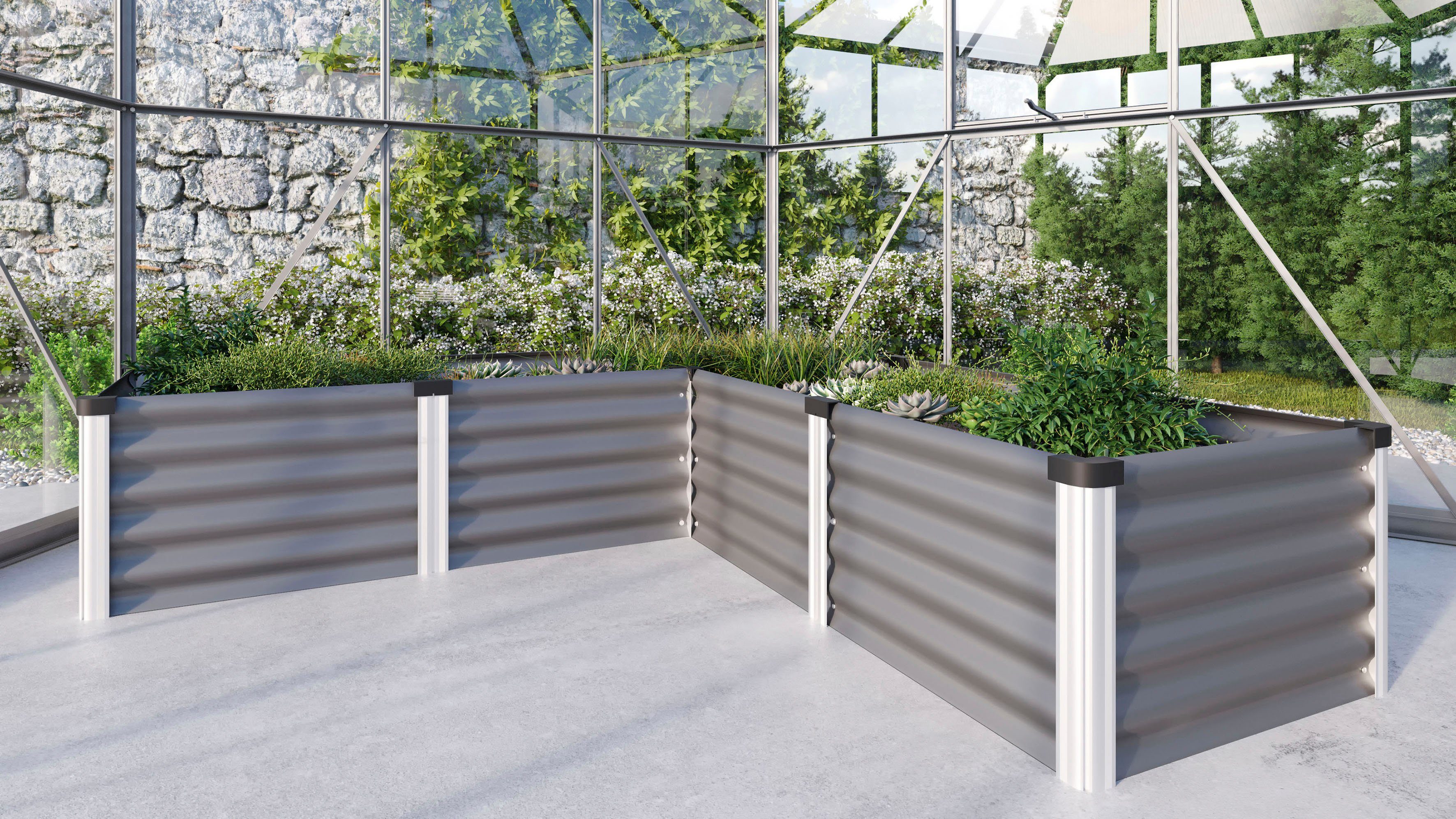 Vitavia Hochbeet Meta In&Out 401 M, BxTxH: 185x185x40 cm, granit/ alu