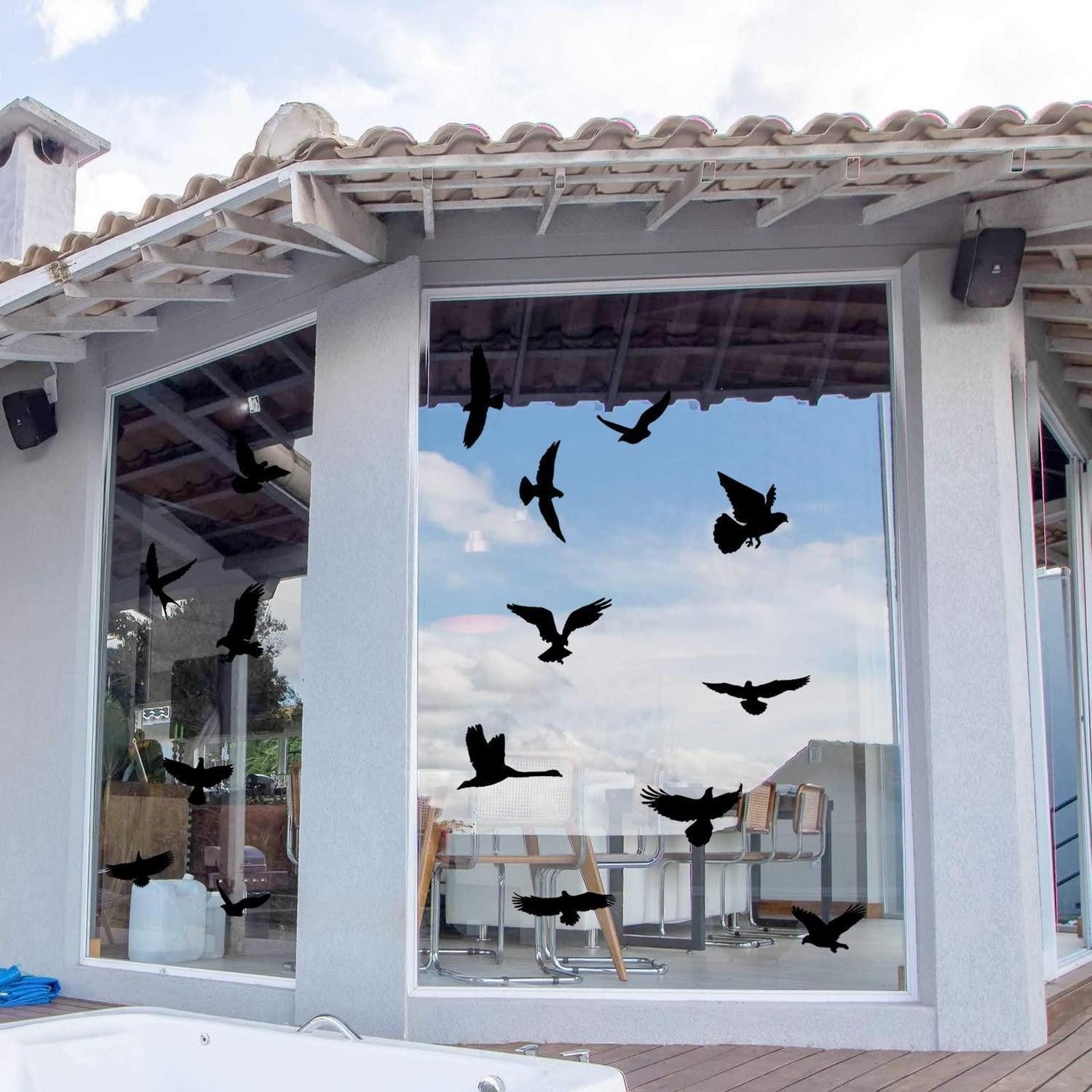 LuxusKollektion Fensterbild Aufkleber Vogel-Schutz Fenster 37Stk Schwarz