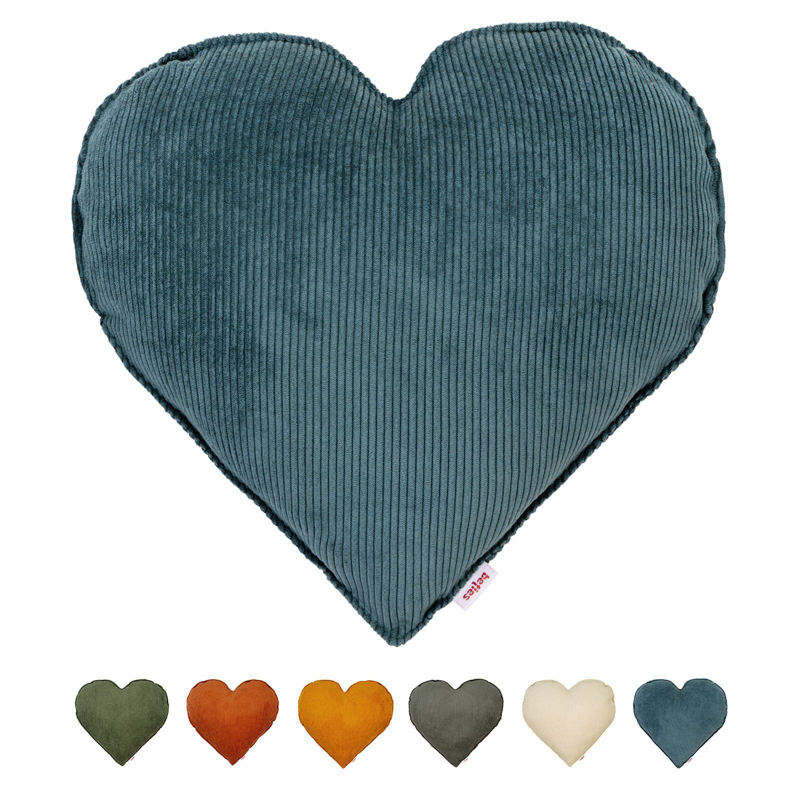 beties Dekokissen HYggelig No.1, Cord Herz-Kissen gefüllt im skandinavischen Hygge Style