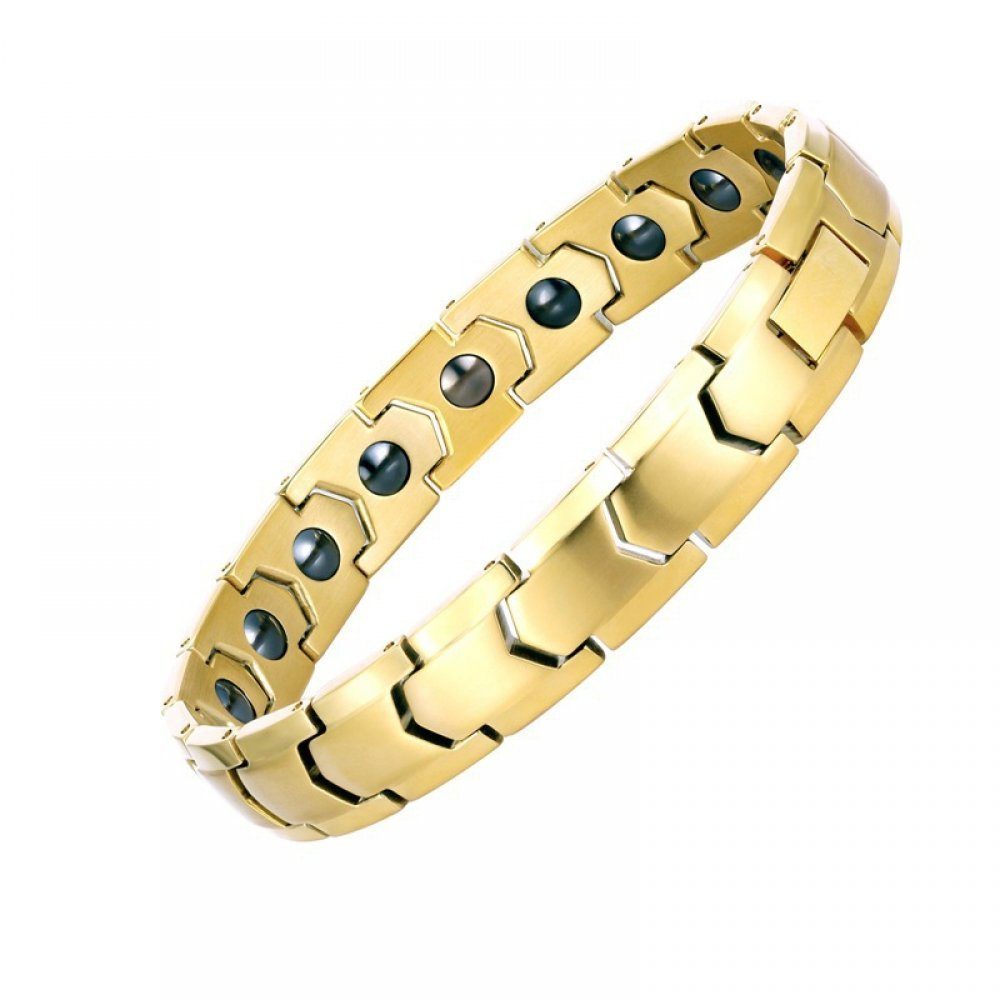 Invanter Lederarmband Magnetisches Armband Herren Magnetarmband Titan Stahl Goldenes (1-tlg), Weihnachtsgeschenke inklusive Geschenkboxen