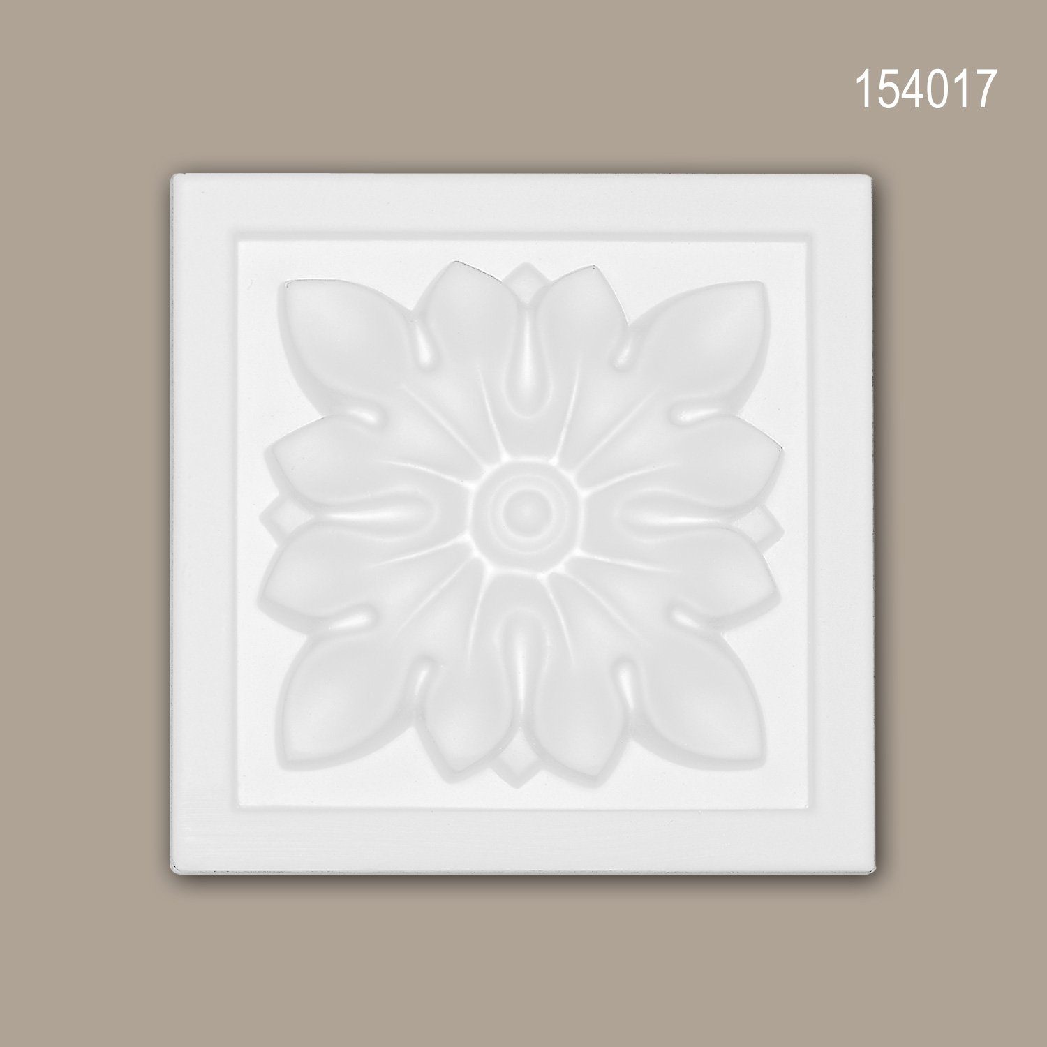Profhome Wanddekoobjekt 154017 (Zierelement Türumrandung, 1 St., Wand- und Türdekoration, Stuckdekor, Dekorelement quadratisch, 8,6 x 8,6 cm), weiß, vorgrundiert, Stil: Zeitlos / Klassisch