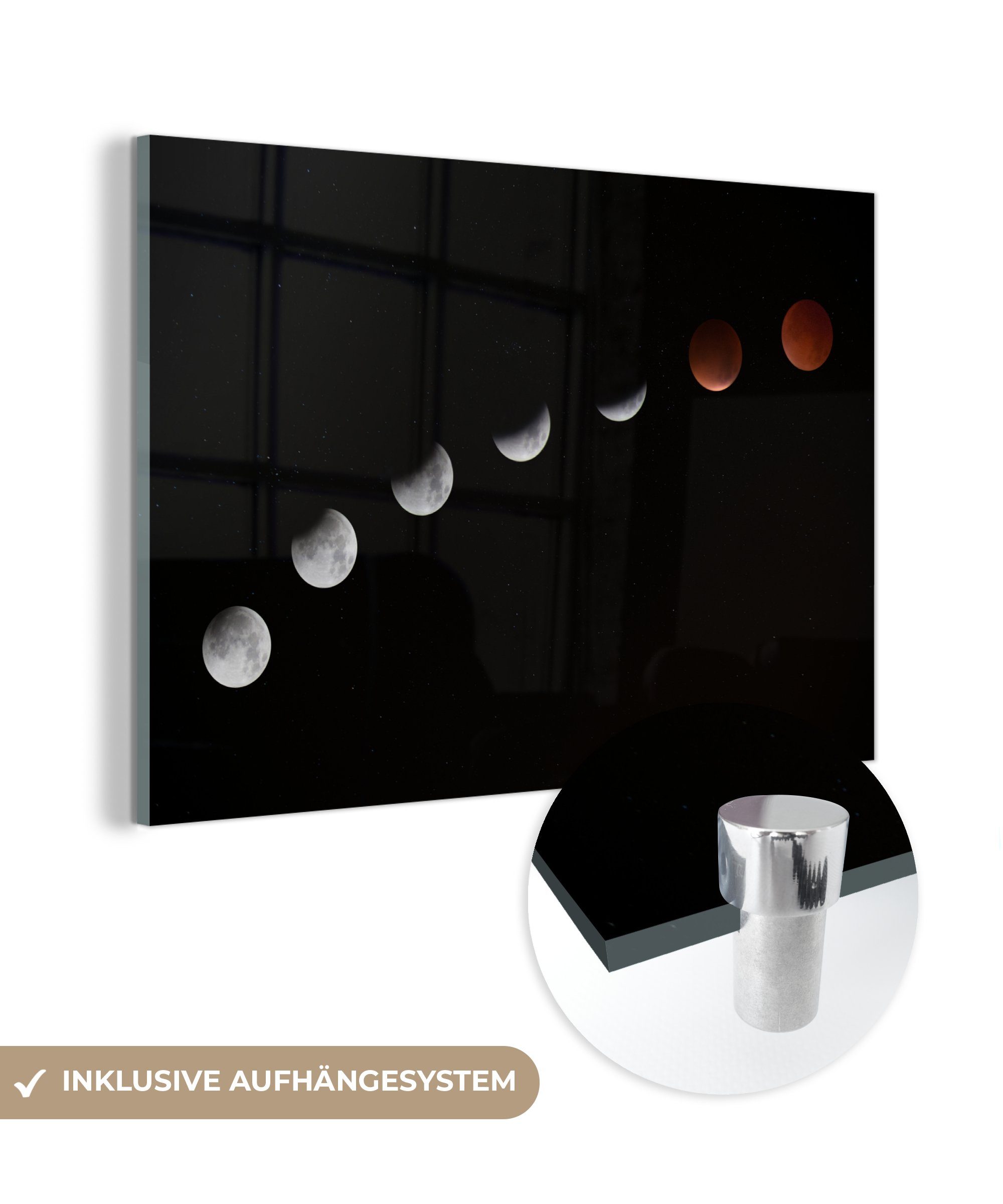 MuchoWow Acrylglasbild Mond - Planeten - Schwarz, (1 St), Acrylglasbilder Wohnzimmer & Schlafzimmer