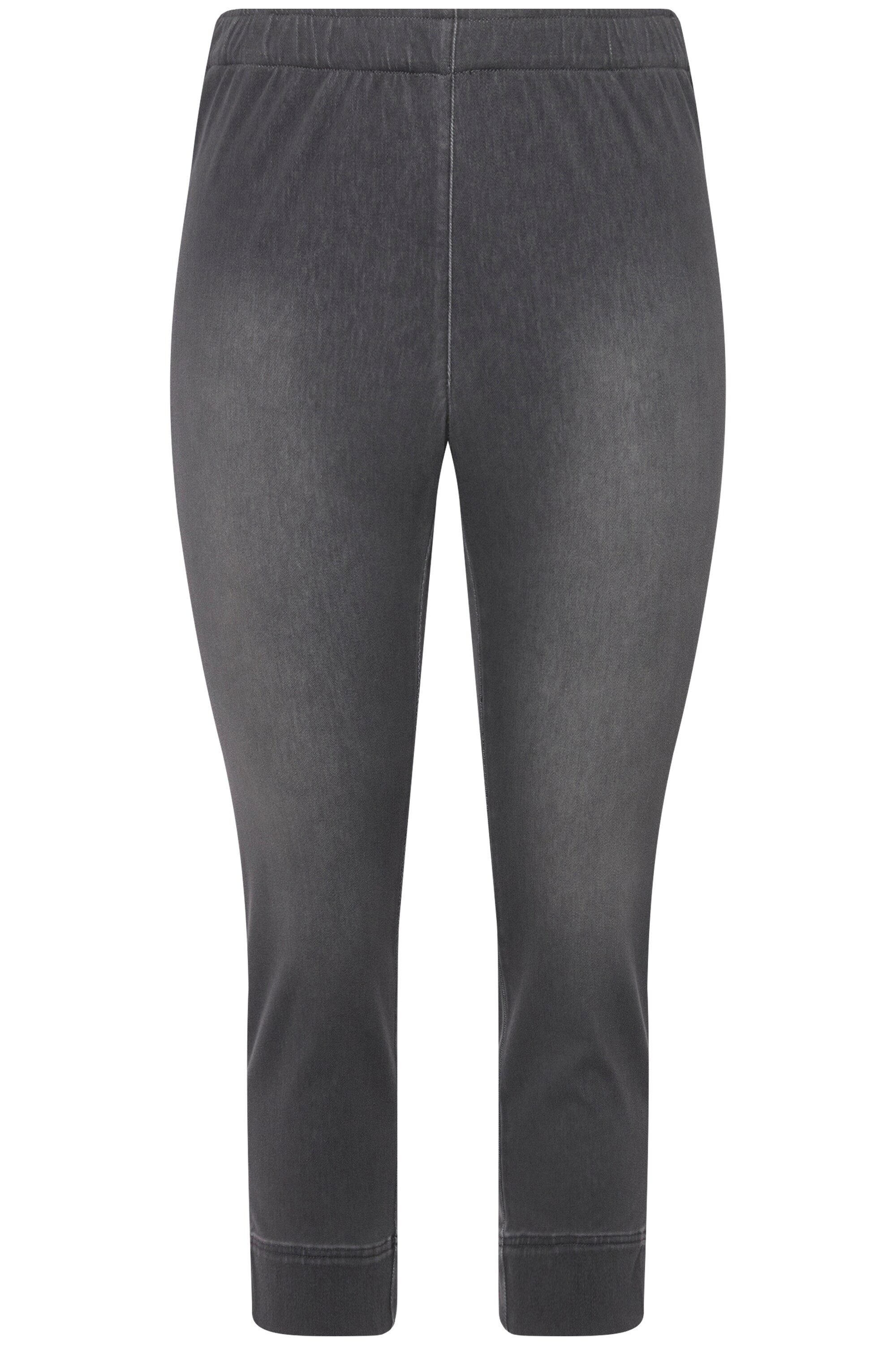 Ulla Popken Funktionshose Jersey-Capri Sienna schmales Bein Saumschlitze günstig online kaufen