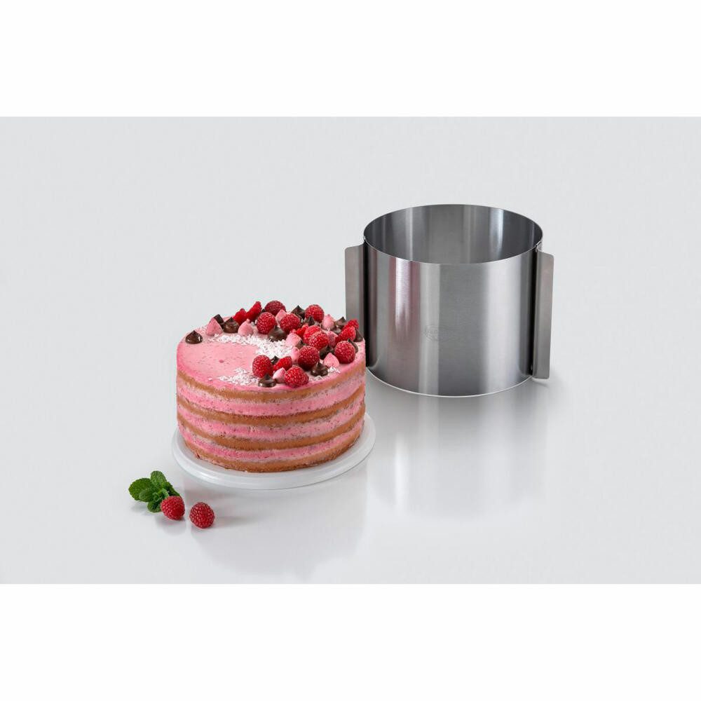 Dr. Oetker Küchenhelfer Tortenring Stainless Steel Extra Hoch 16-30 cm, Edelstahl