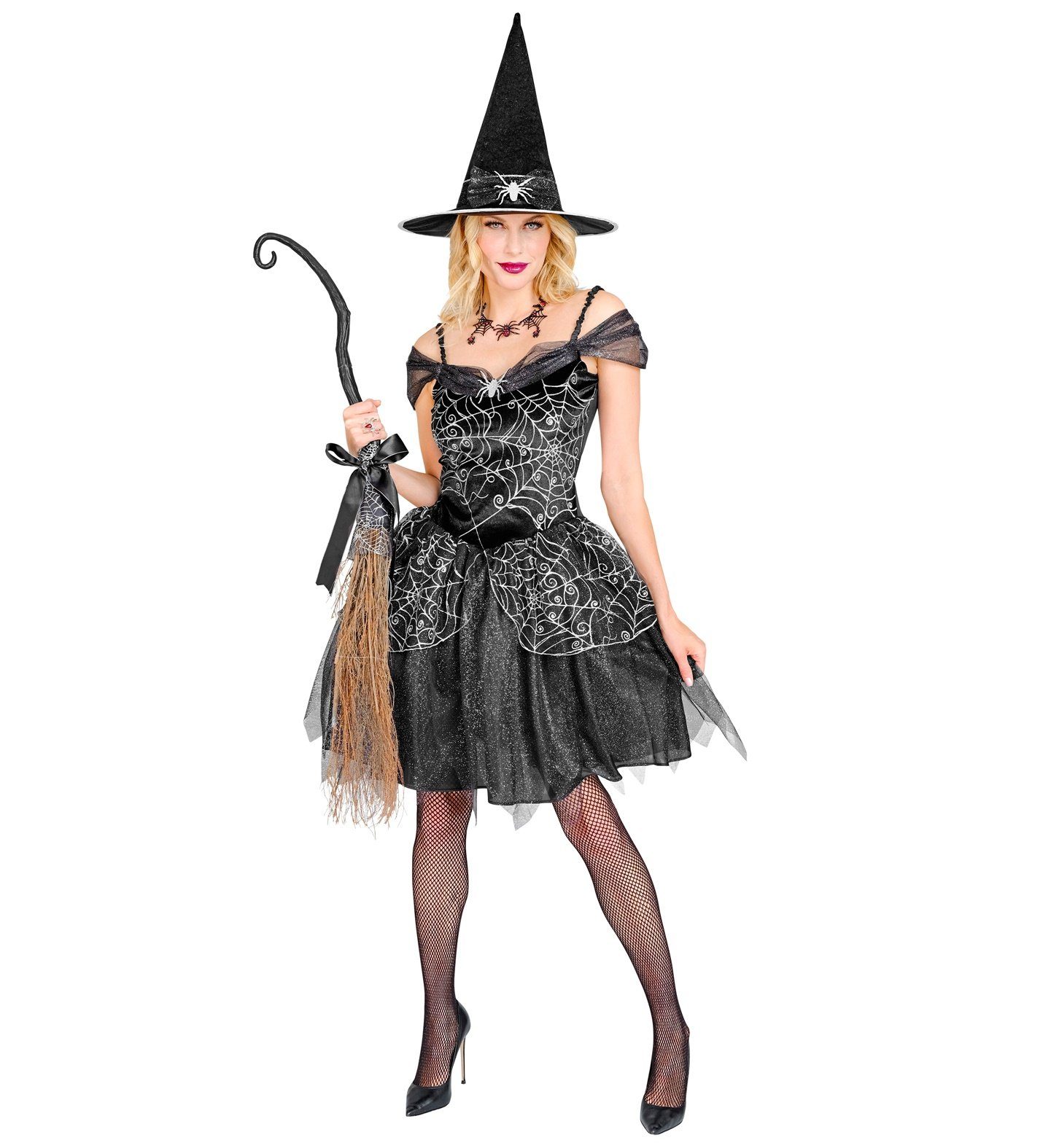 Widmann S.r.l. Hexen-Kostüm Hexe Kostüm 'Morgana' für Damen, Schwarz - Kleid