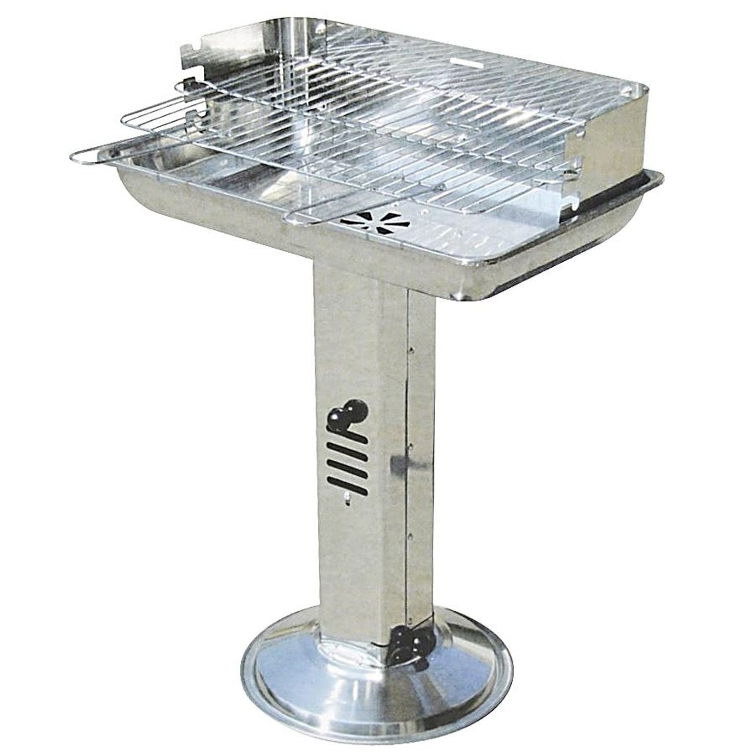 BURI Holzkohlegrill Edelstahl Standsäulengrill Gartengrill Holzkohlegrill Standgrill Grill